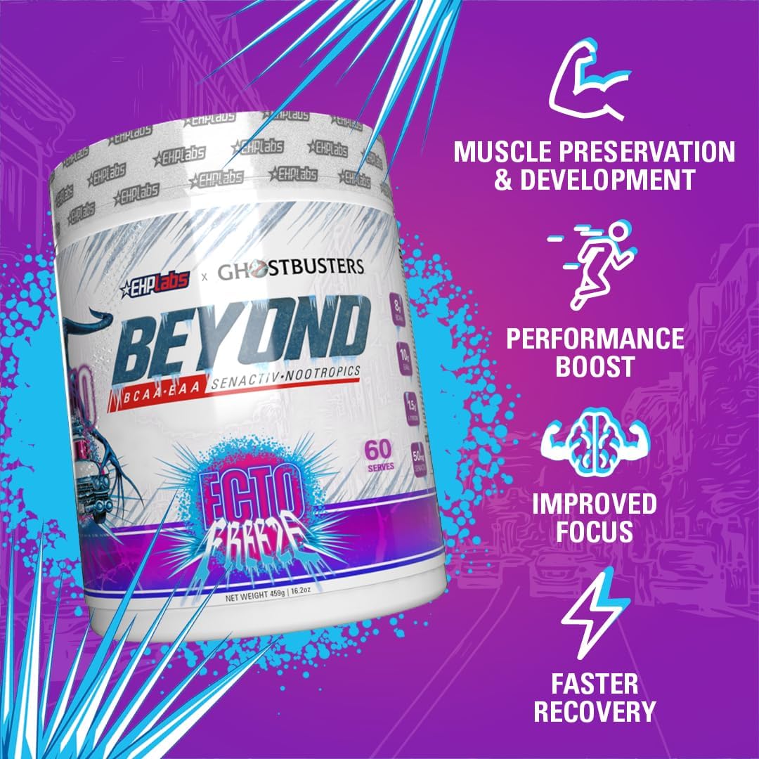 Sugar-Free EHP Labs x Ghostbusters Beyond BCAA Powder for Muscle Recovery - Post-Workout Amino Acids Supplement with EAA - 60 Servings (Ecto Freeze)