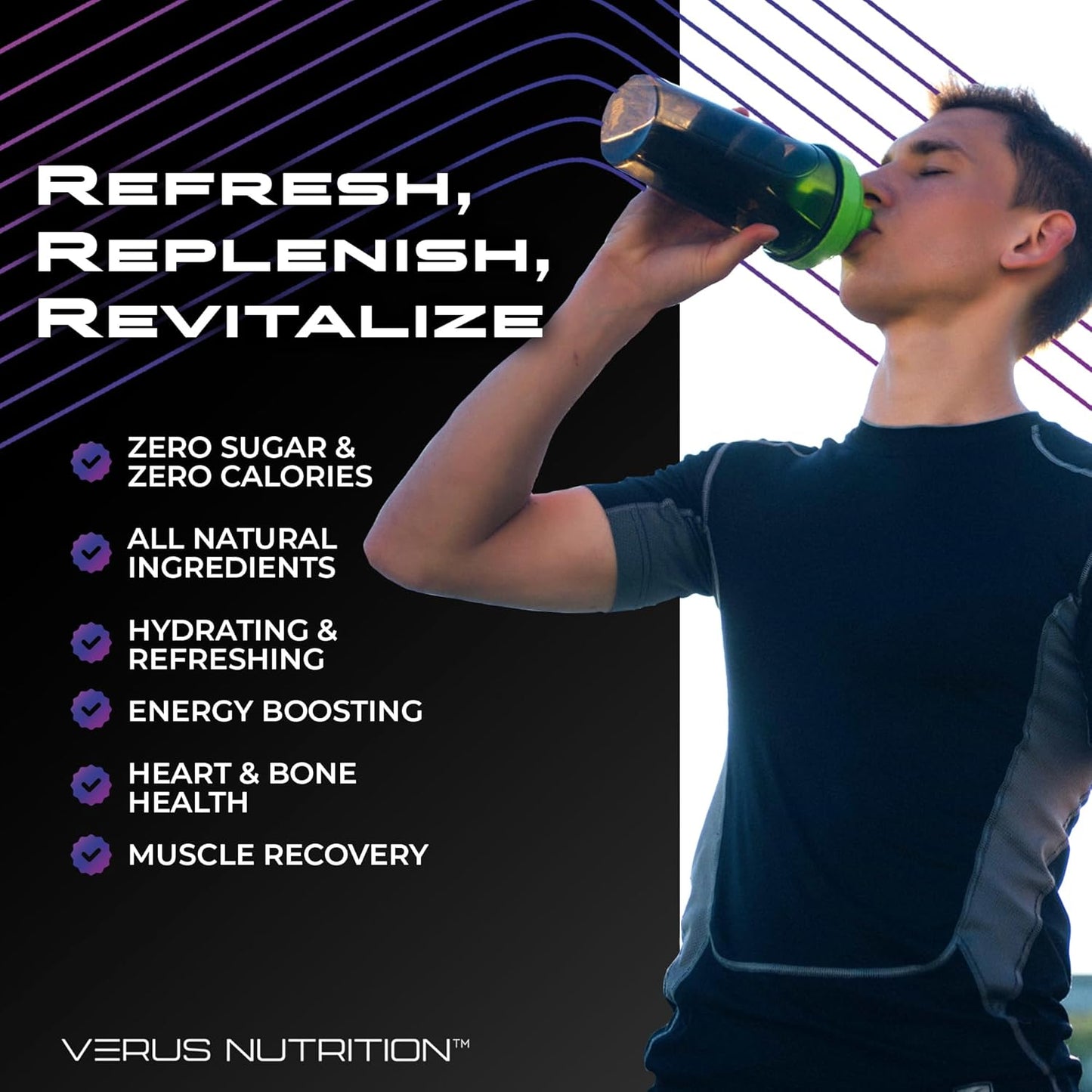 Sugar-Free Electrolyte Powder for Fasting, Keto & Vegan Diets - Natural Ingredients, Zero Calorie Hydration Mix with Energy Boost - 60 Servings