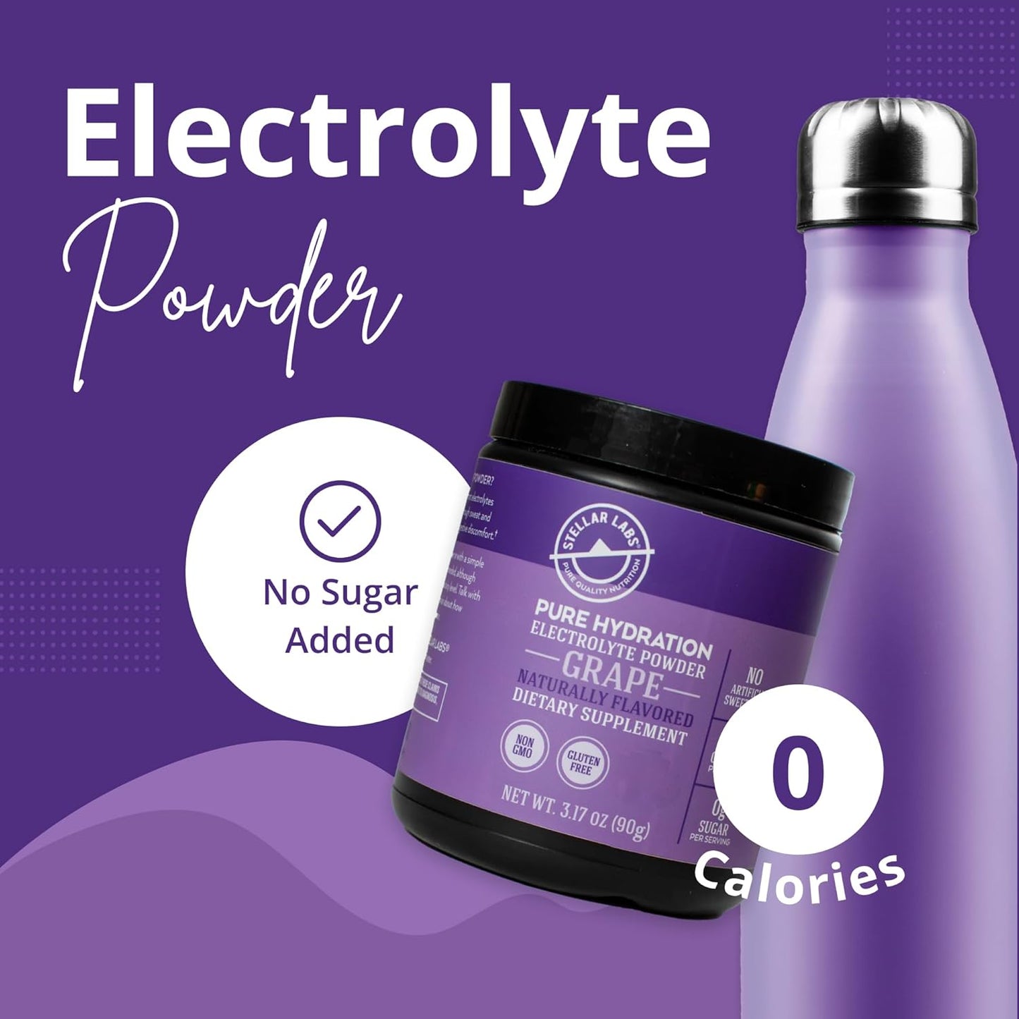 Sugar Free Electrolyte Powder Mix for Hydration | Keto Friendly Grape Flavor | Low FODMAP, Non-GMO, Gluten Free | 30 Servings
