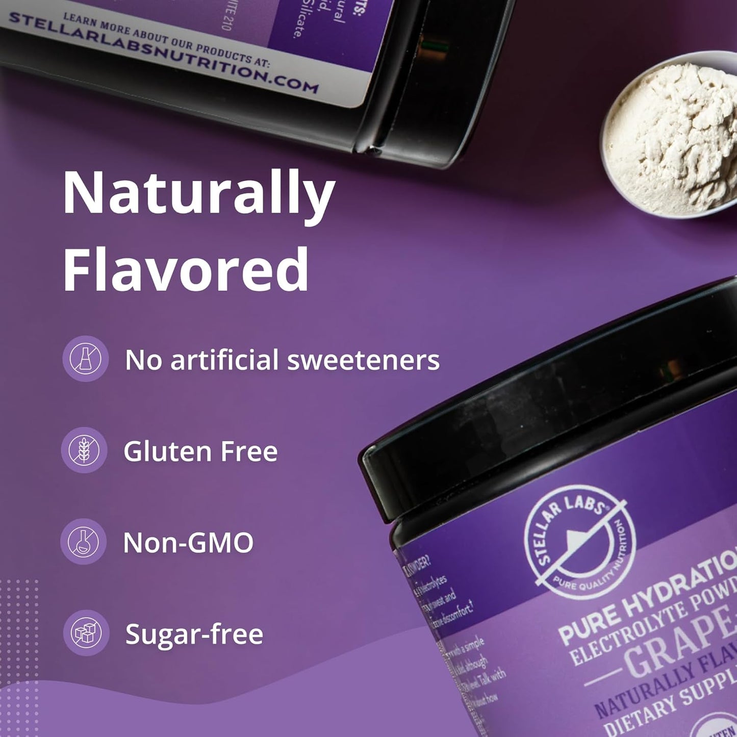 Sugar Free Electrolyte Powder Mix for Hydration | Keto Friendly Grape Flavor | Low FODMAP, Non-GMO, Gluten Free | 30 Servings