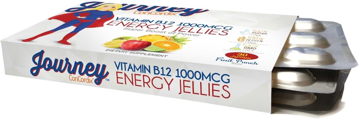 Sugar-Free Fruit Punch Energy Jellies with 1,000 mcg Vitamin B12 for Bariatric Eating (30 Count)