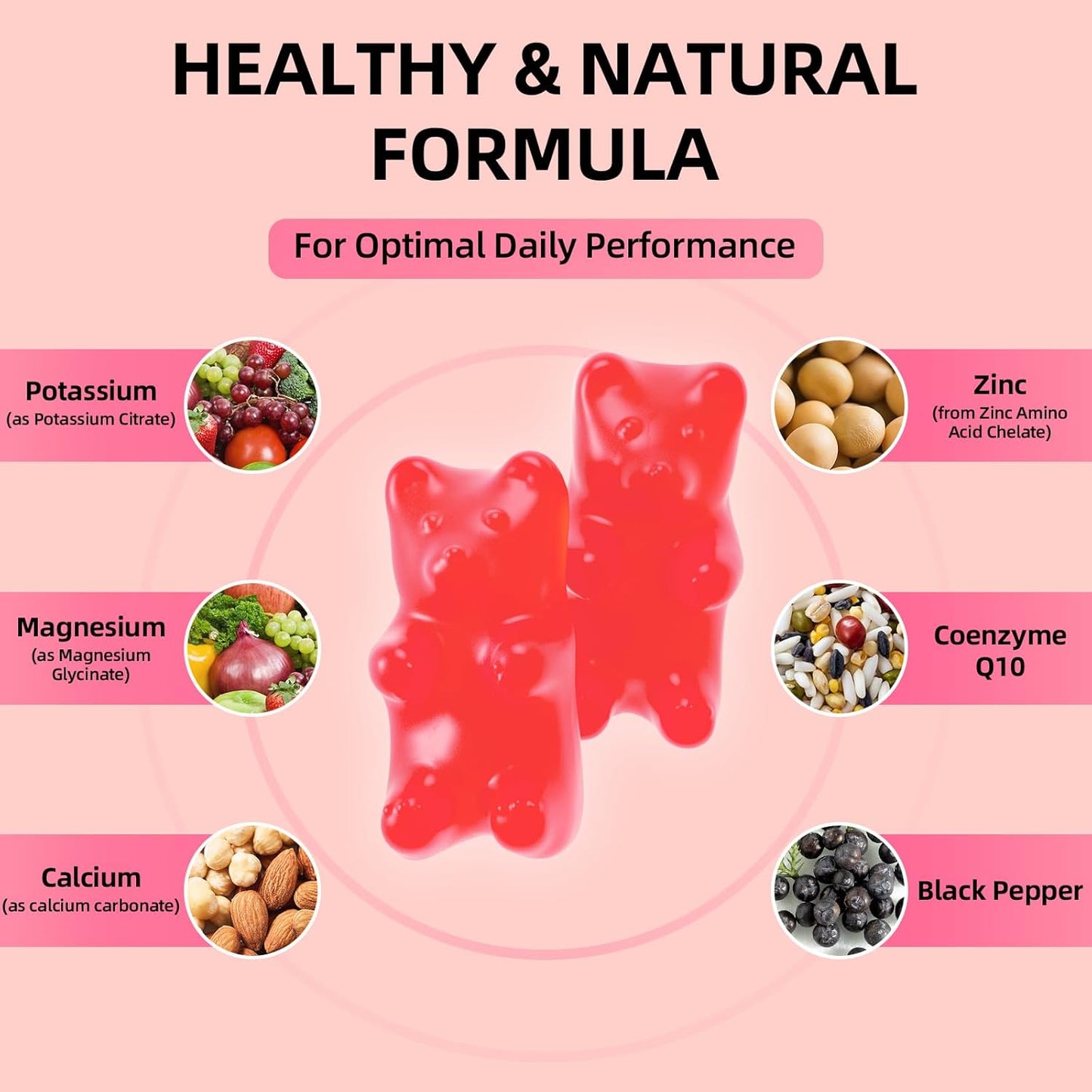 Sugar-Free GrnLife Potassium Magnesium Gummies - Raspberry Flavored Supplement for Leg Cramps and Immune Health - 120 Count