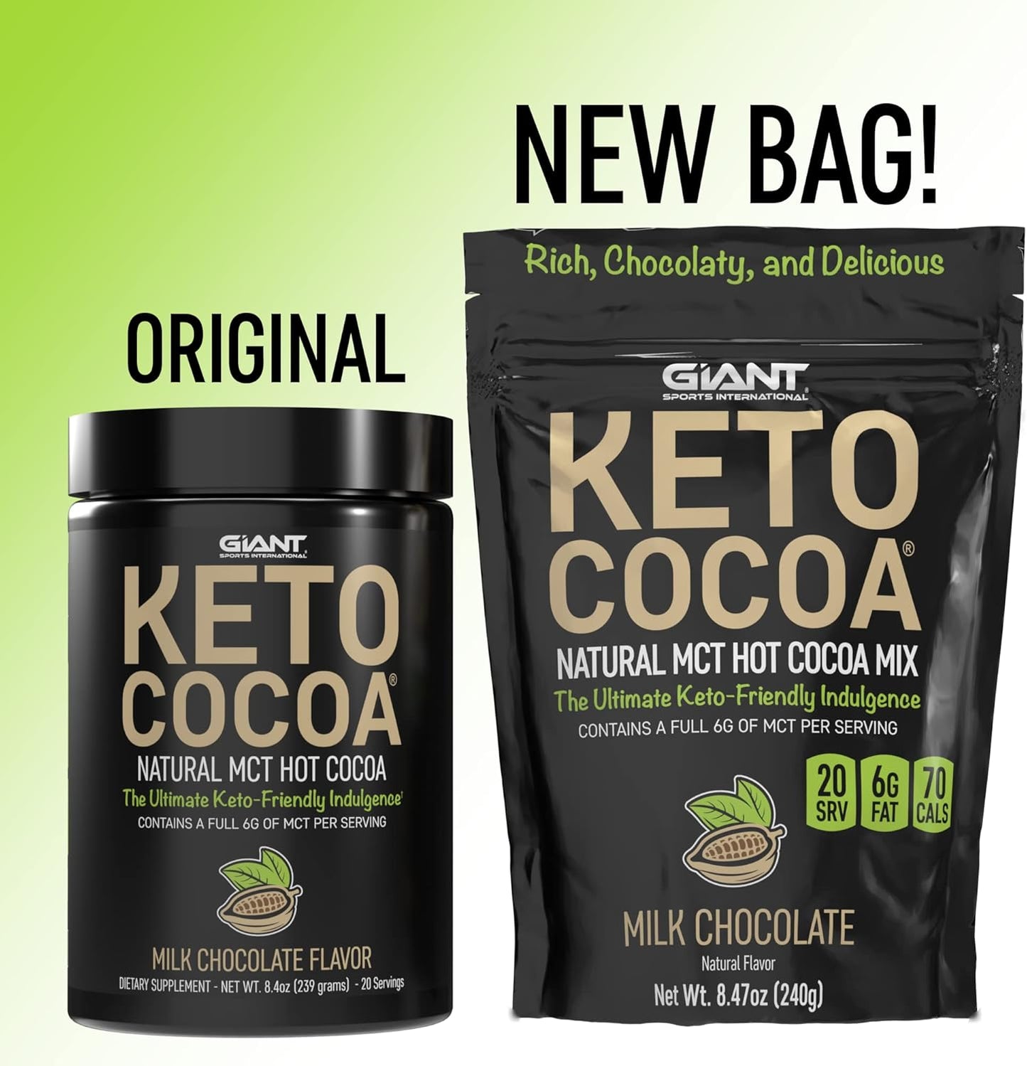 Sugar-Free Keto Hot Chocolate Mix with MCTs - Gluten-Free, 20 Servings
