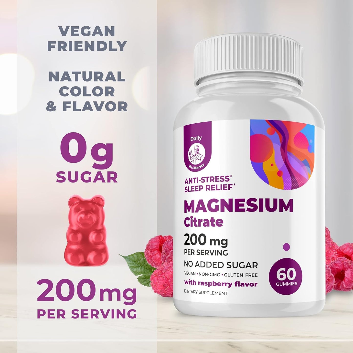 Sugar-Free Kids & Adults Magnesium Gummies - 120 Count Calm Supplement for Children, Magnesium Calm Chews