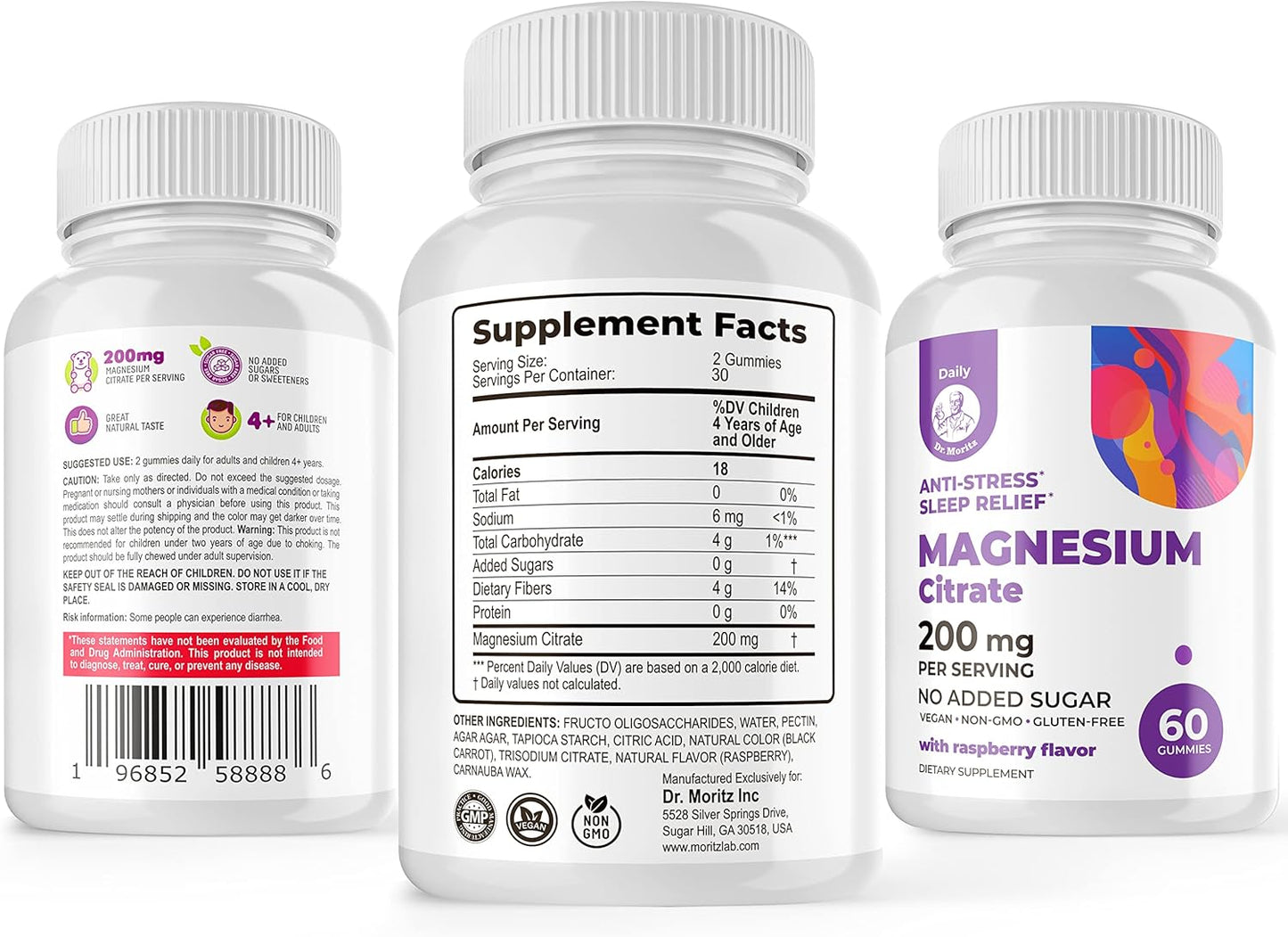 Sugar-Free Kids & Adults Magnesium Gummies - 120 Count Calm Supplement for Children, Magnesium Calm Chews