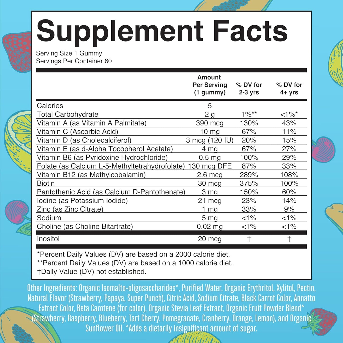 Sugar-Free Kids Multivitamin Gummies | 2-Month Supply | Ages 2+ | Essential Vitamins C, D3, Zinc | 60 Count x 2