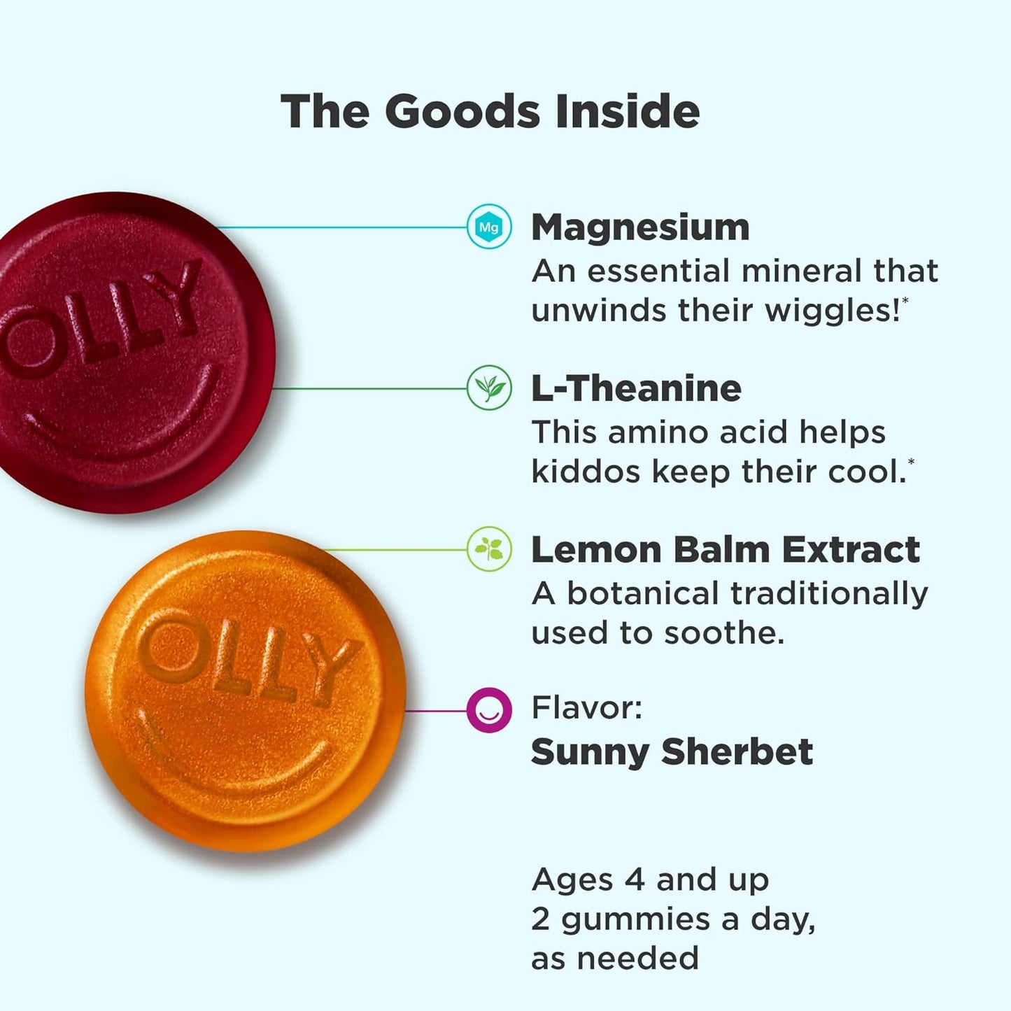 Sugar-Free Kids Multivitamin Gummies with Omega 3 & Chillax Magnesium - Calm Chews for Kids 4+ - Sherbet Flavor - 50 Count