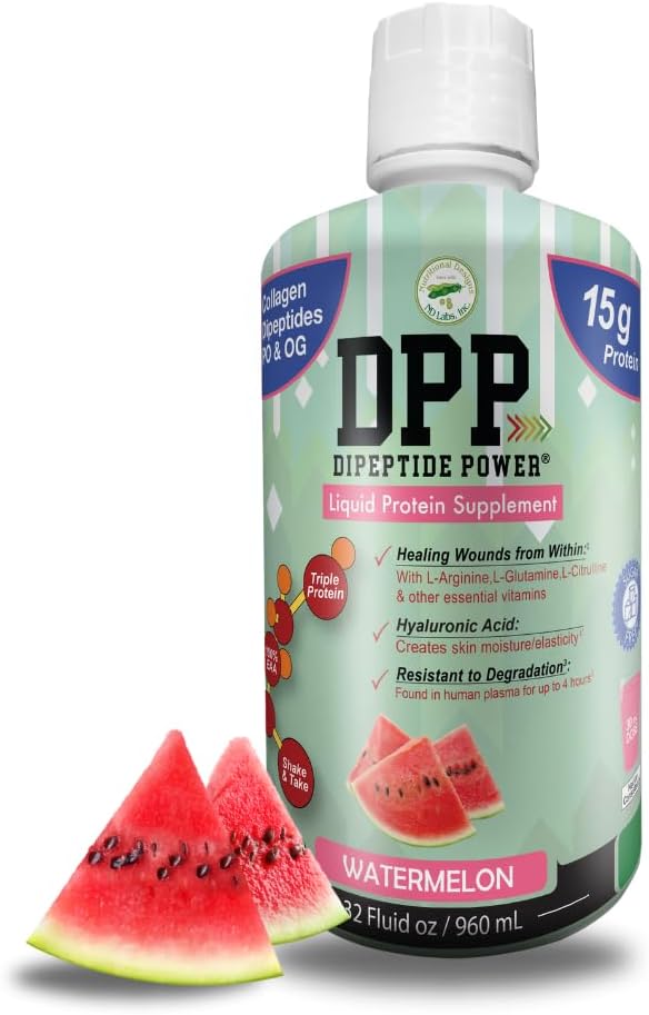 Sugar-Free Liquid Collagen & Whey Protein Supplement for Healthy Skin & Hair (Watermelon, 32 Fl Oz)