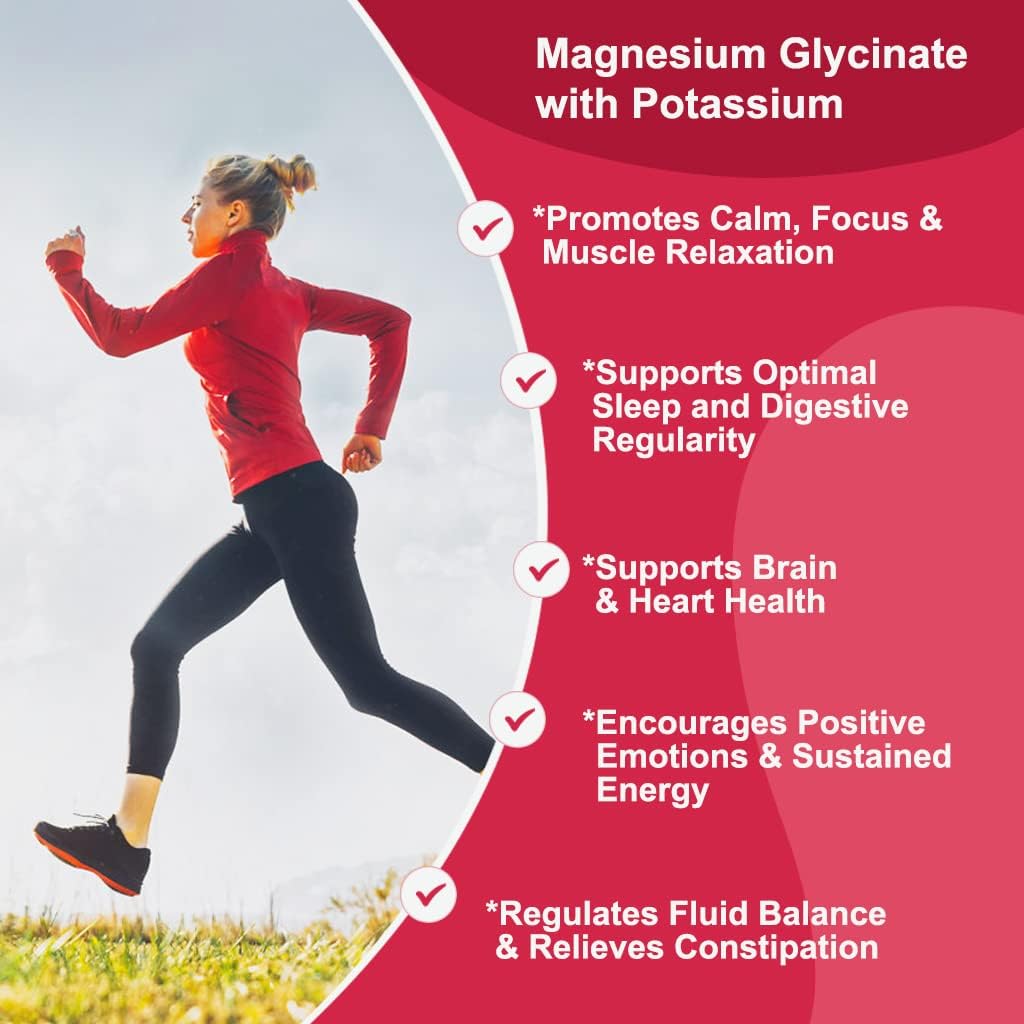 Sugar-Free Magnesium Glycinate Gummies 400mg with Potassium & Vitamins D, B6 - Supports Calm, Sleep, Memory & Muscle Cramps - 60 Gummies