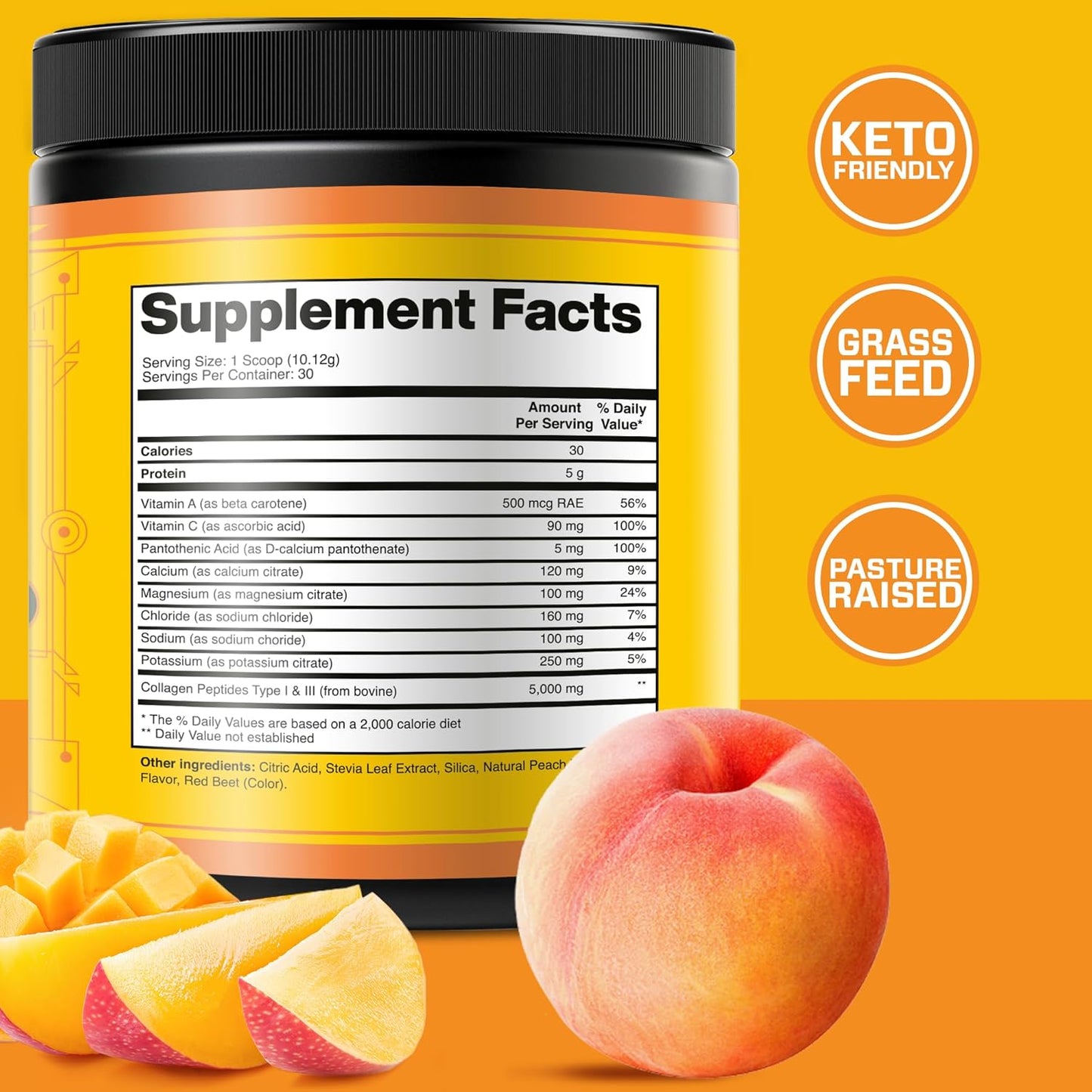 Sugar-Free Multivitamin Electrolytes Powder with Collagen Peptides for Energy and Hydration - No Calories - Made in USA