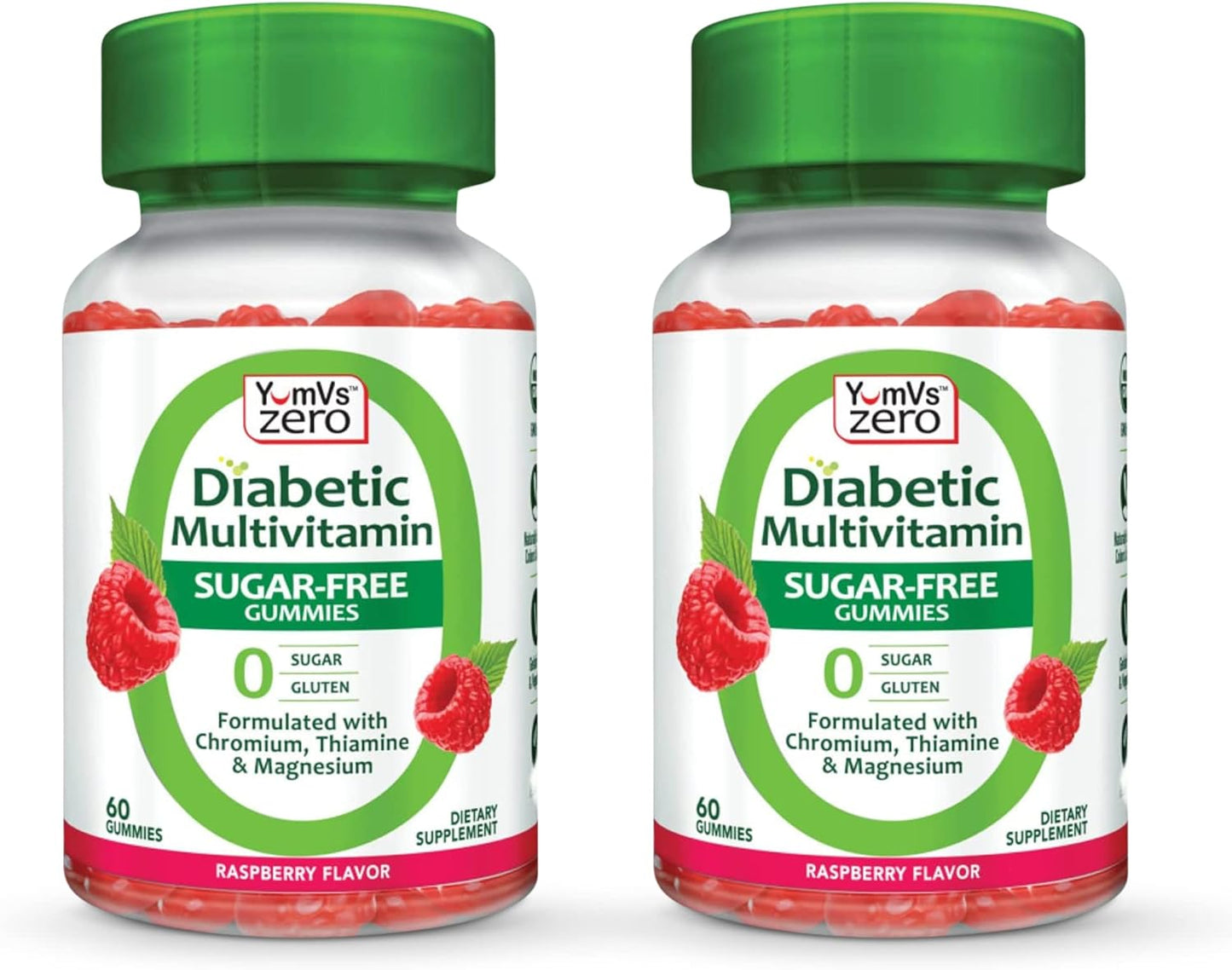 Sugar-Free Multivitamin Gummies for Women & Men - Raspberry Flavor Chewables with Chromium, Thiamine, & Magnesium - 120 Count