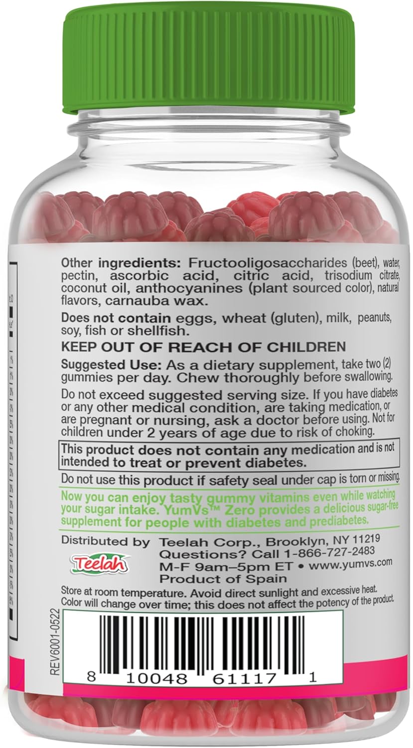 Sugar-Free Multivitamin Gummies for Women & Men - Raspberry Flavor Chewables with Chromium, Thiamine, & Magnesium - 120 Count