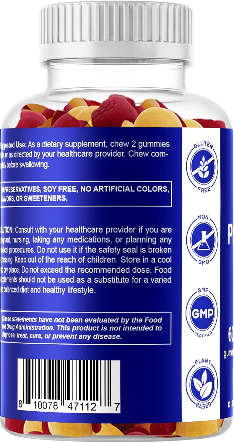 Sugar-Free Probiotic Gummies for Men and Women - 5 Billion CFUs - Supports Digestive, Immune, and Gut Health - Gluten-Free