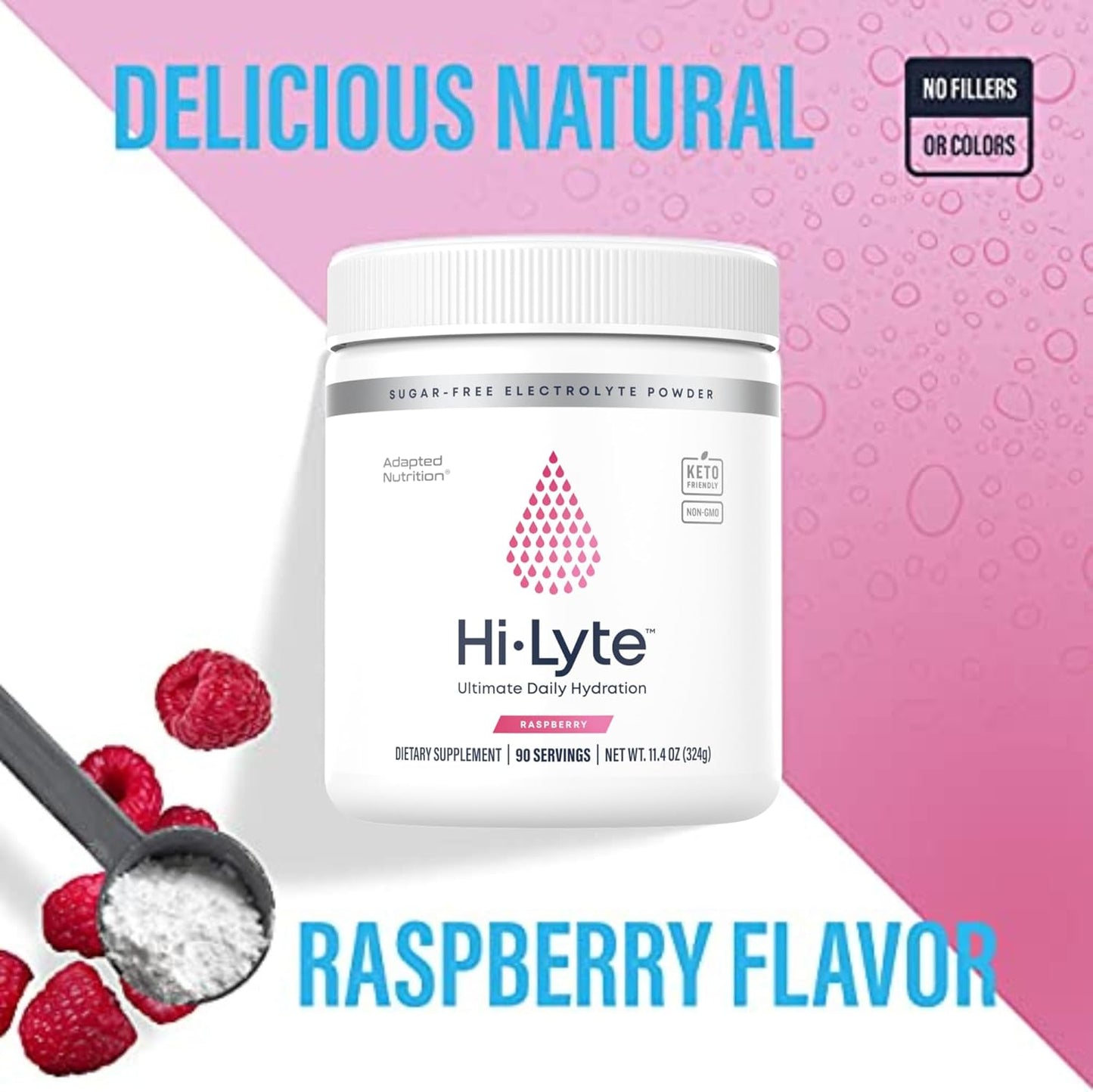 Sugar-Free Raspberry Electrolyte Powder Drink Mix - 90 Servings | Gluten-Free Keto Hydration Supplement | Zero Calories & Carbs | No Maltodextrin | Light Refreshing Flavor