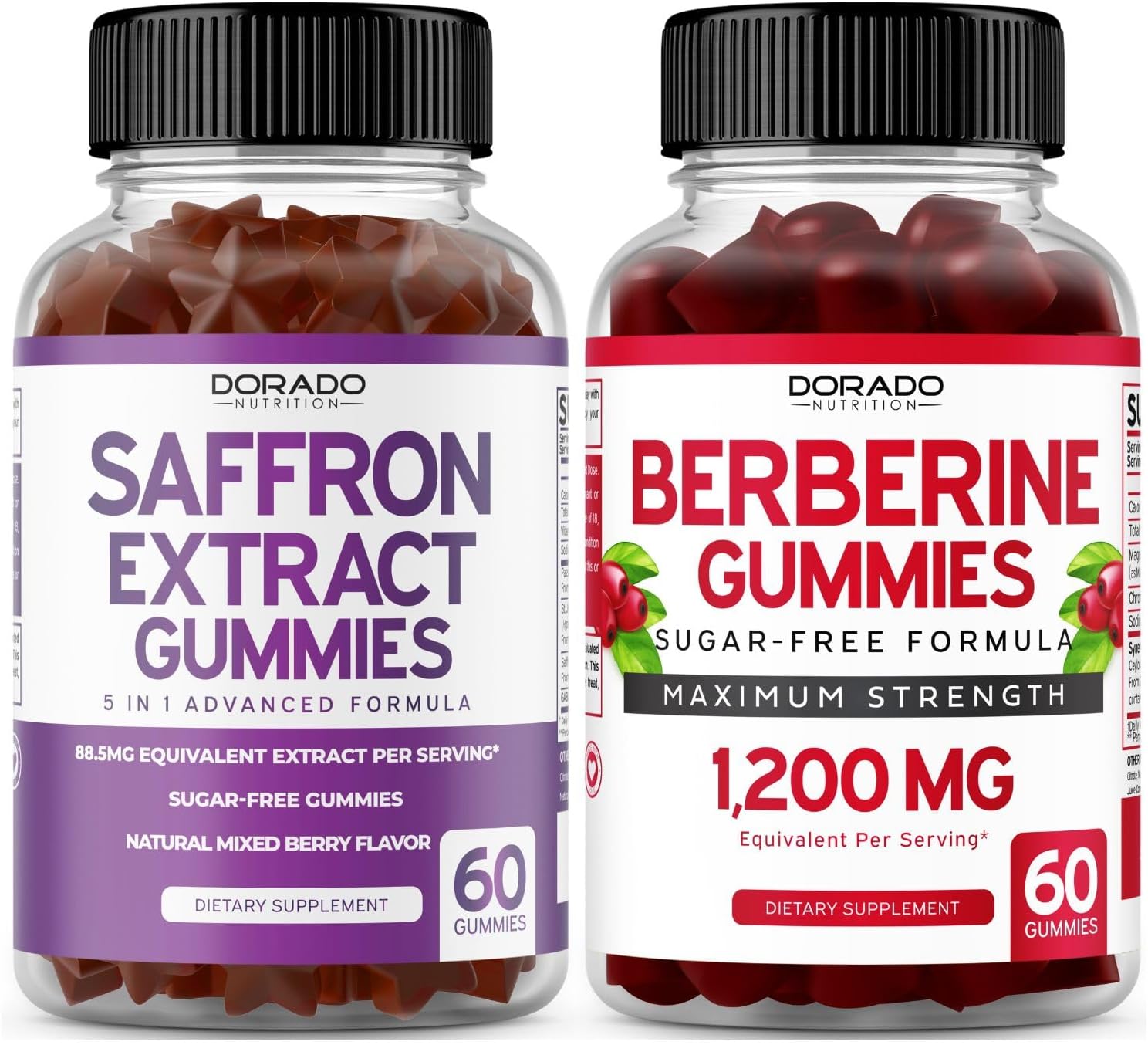 Sugar Free Saffron Gummies 5 in 1 Advanced Formula & Berberine Gummies with Ceylon Cinnamon - 120 Gummies in Total