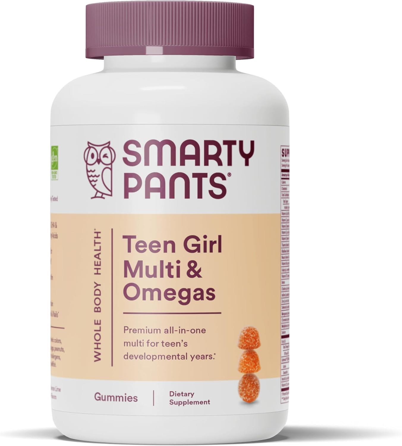 Sugar-Free SmartyPants Kids Multivitamin Gummies with Omega 3 (ALA) & Teen Girl Gummies with Omega 3 Fish Oil (EPA/DHA)