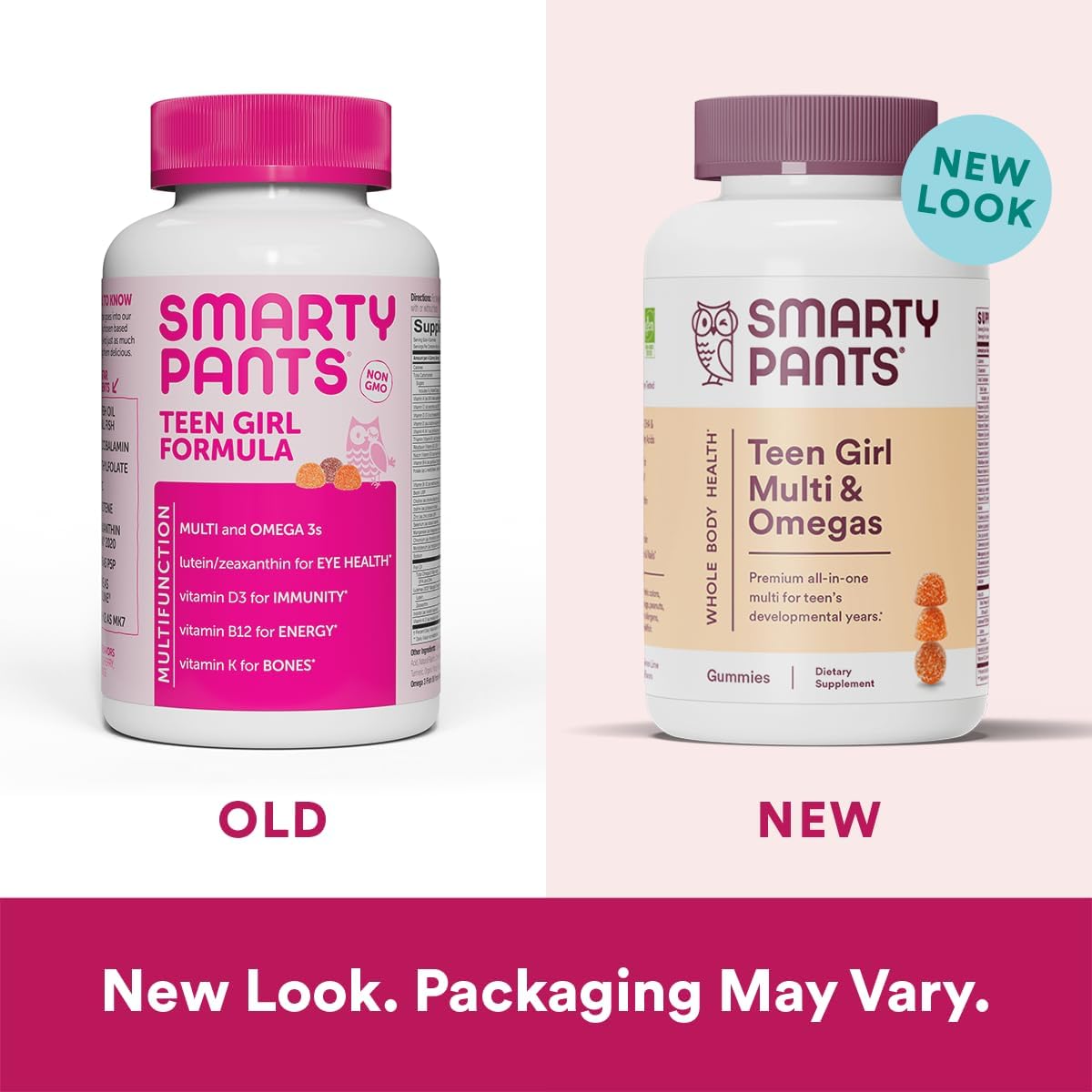 Sugar-Free SmartyPants Kids Multivitamin Gummies with Omega 3 (ALA) & Teen Girl Gummies with Omega 3 Fish Oil (EPA/DHA)