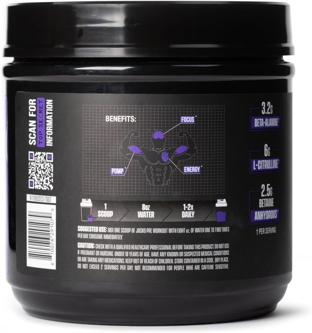 Sugar-Free Sour Grape Pre-Workout Powder - High-Stim Nootropic Blend for Energy, Muscle Pump & Recovery - 200mg Caffeine - Men & Women's Energy Drink