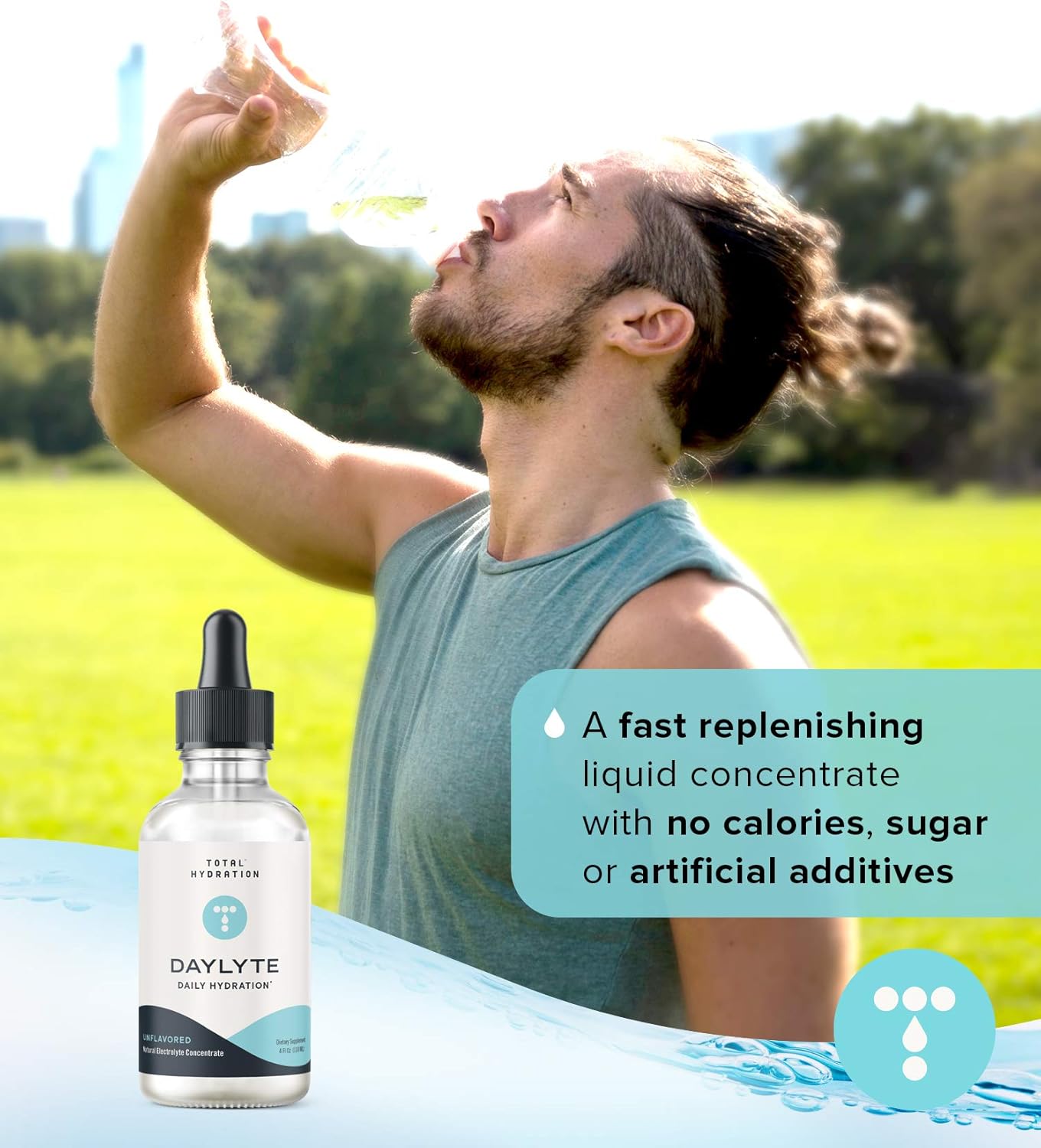 Sugar-Free Total Hydration Electrolyte Drops with Magnesium, Calcium & Zinc - Daily Supplement (39 Servings)