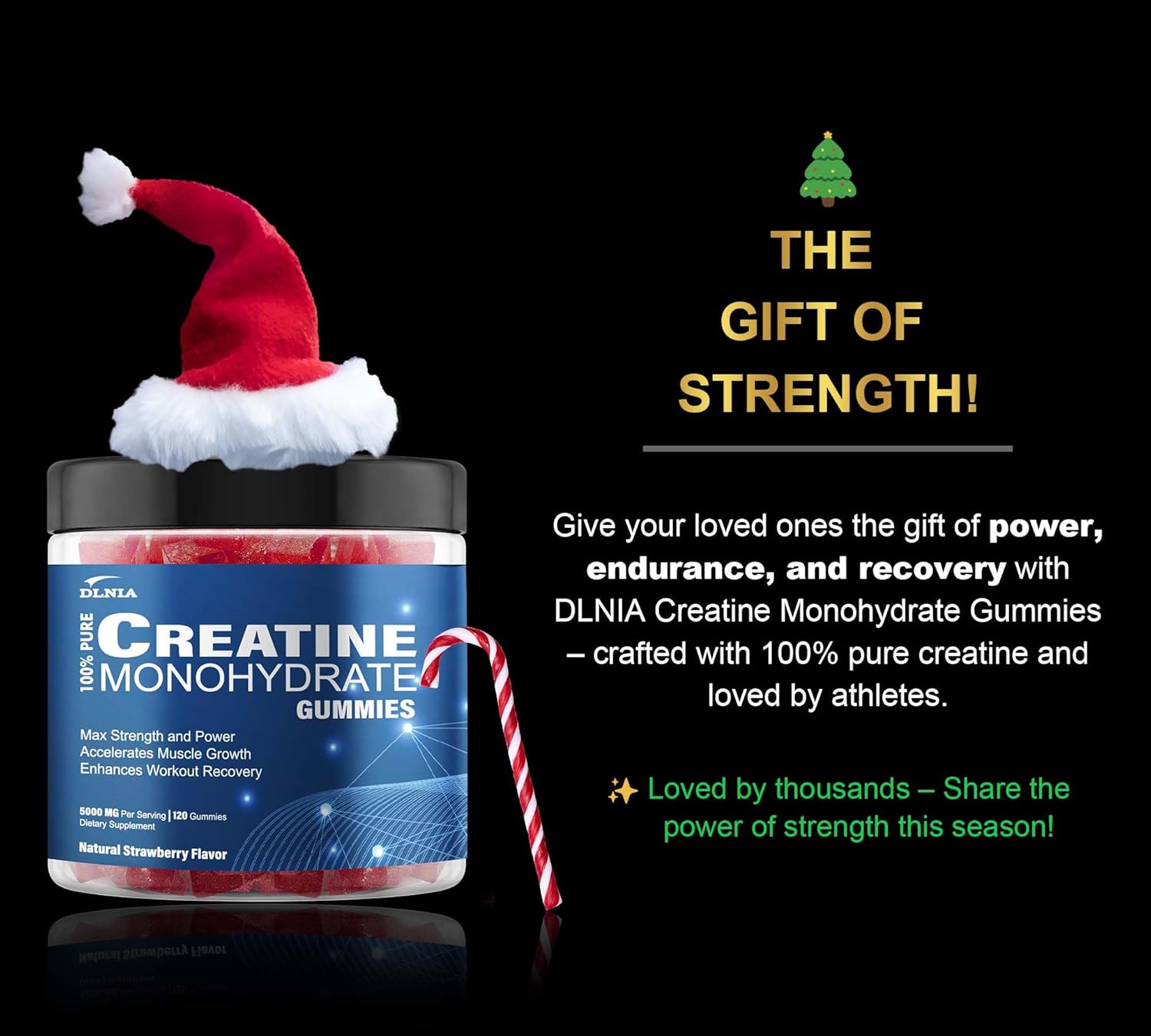 Sugar-Free Vegan DLNIA Creatine Gummies with L-Taurine & Vitamin B12 for Muscle Strength & Recovery - Men & Women's Pre-Workout Supplement