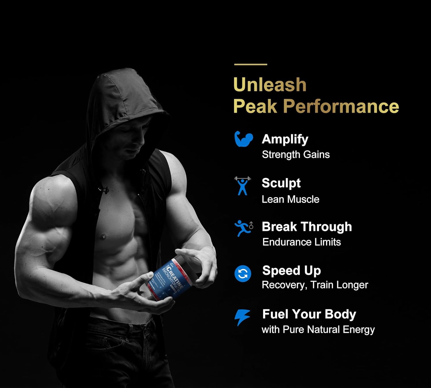 Sugar-Free Vegan DLNIA Creatine Gummies with L-Taurine & Vitamin B12 for Muscle Strength & Recovery - Men & Women's Pre-Workout Supplement