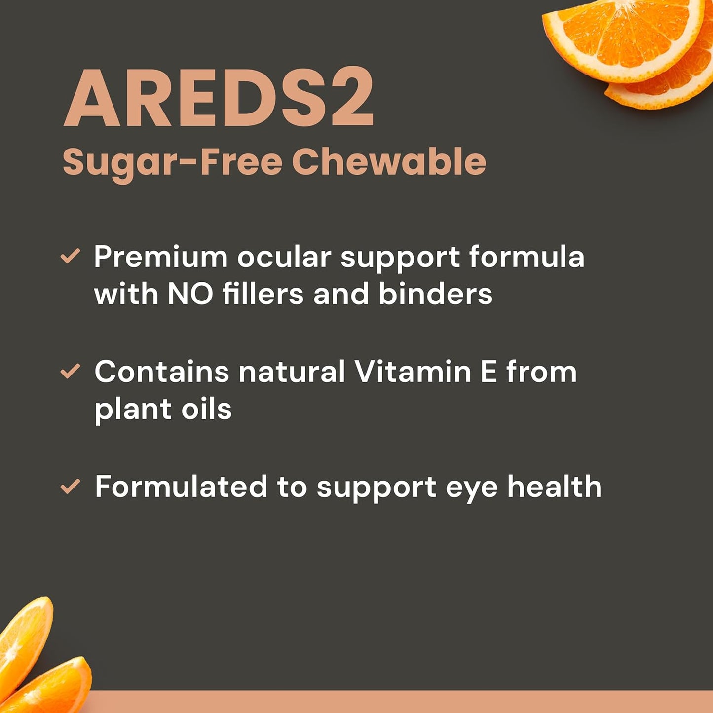 Sugar-Free VisiVite AREDS 2 Eye Vitamins with Lutein - Chewable Tablets for Eye Health - Pack of 3