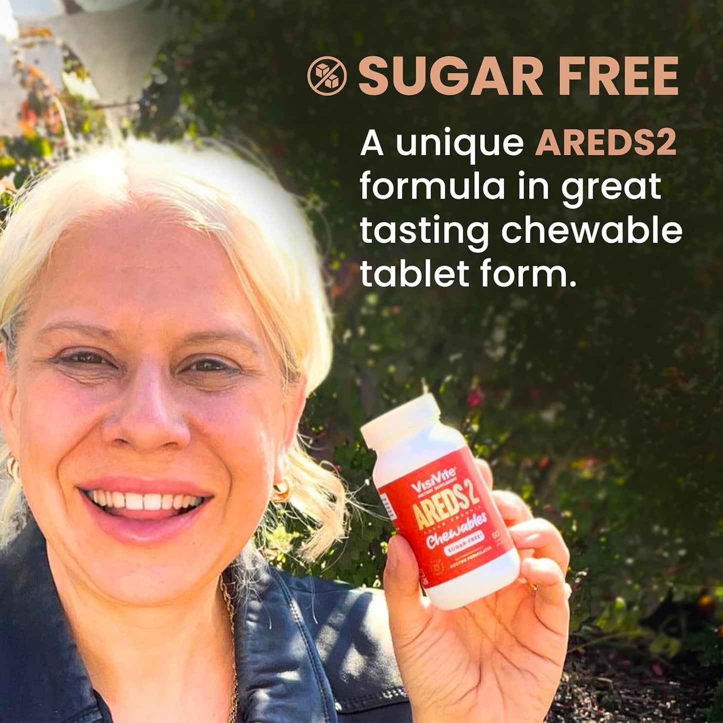 Sugar-Free VisiVite AREDS 2 Eye Vitamins with Lutein - Chewable Tablets for Eye Health - Pack of 3
