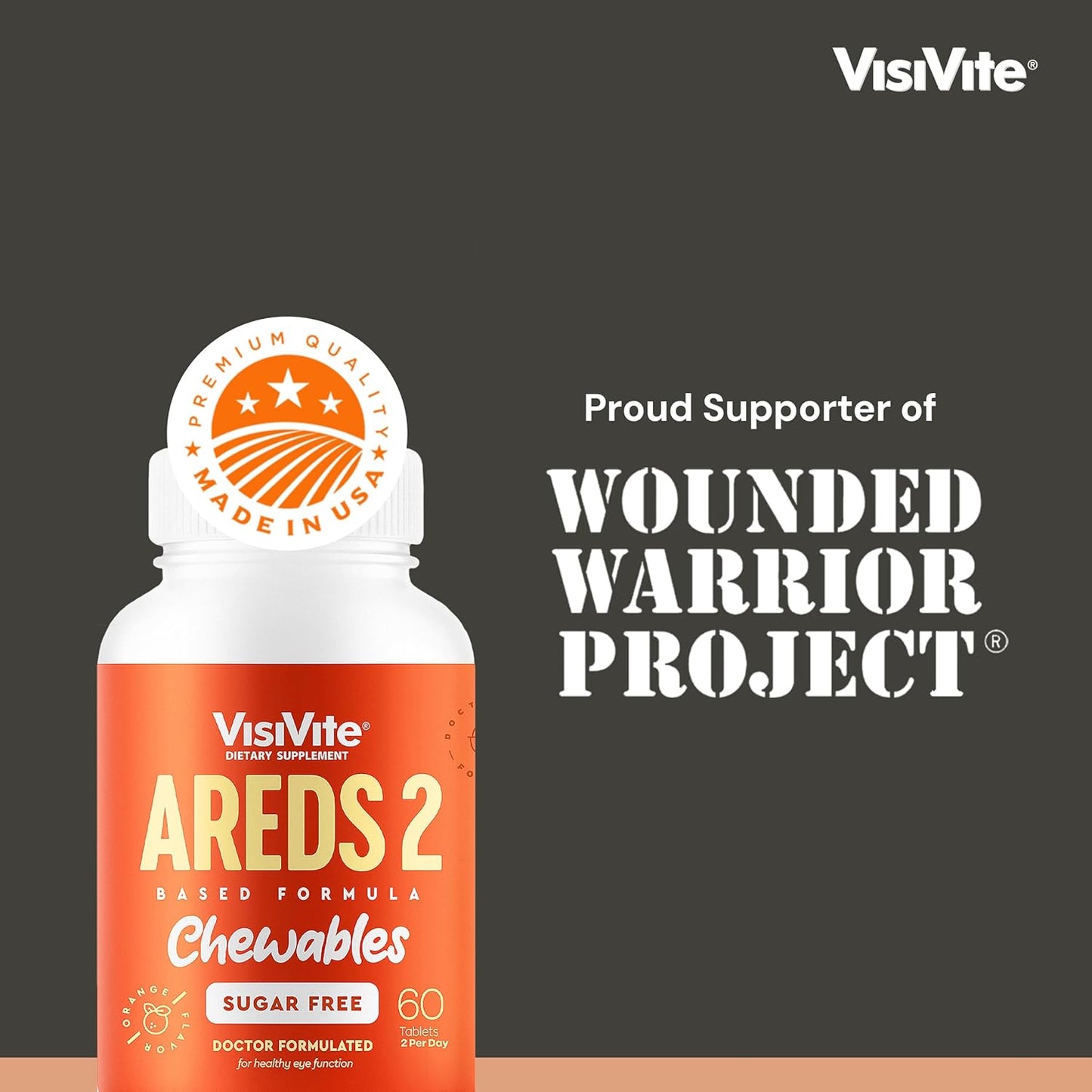Sugar-Free VisiVite AREDS 2 Eye Vitamins with Lutein - Chewable Tablets for Eye Health - Pack of 3