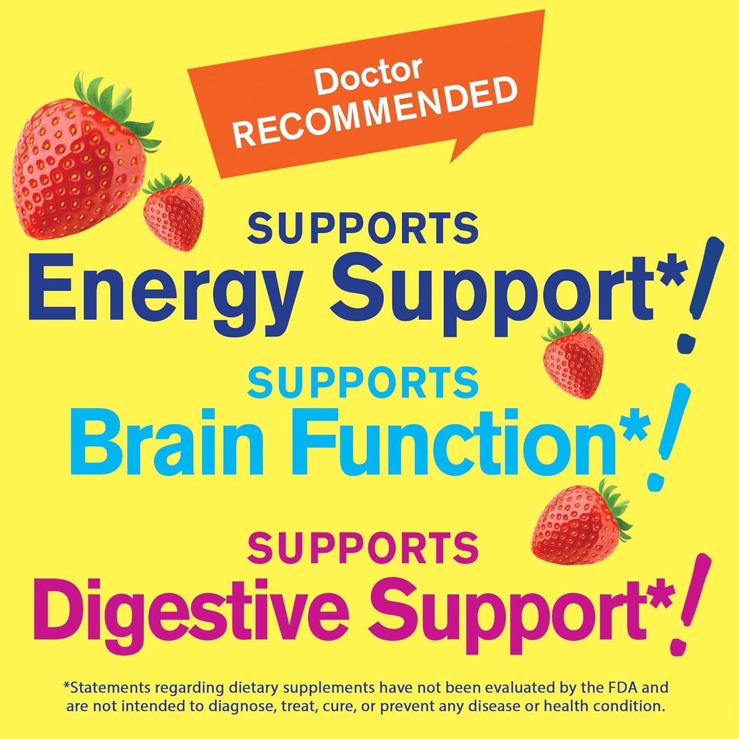Sugar-Free Vitamin B Complex Gummies with Vitamin C and Folic Acid for Immune and Energy Support - Strawberry Flavor - 60 Count