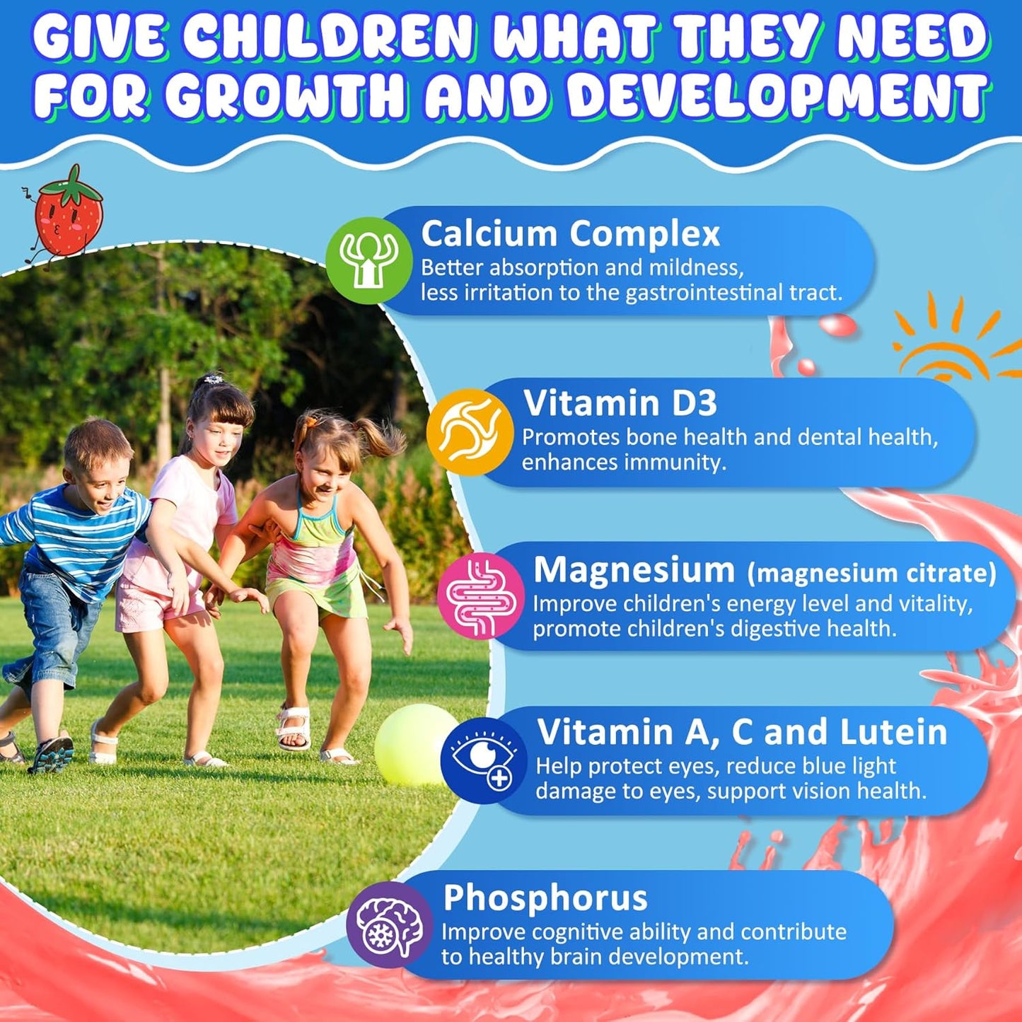 Sugar Free Vitamin C + D3 + Zinc Gummies for Adults 50+ and Calcium + D3 + Magnesium Gummies for Kids 4+ by Nextdia