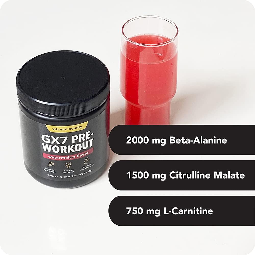 Sugar-Free Watermelon Pre-Workout Powder with Beta-Alanine and Caffeine - Keto Energy Supplement for Men and Women - Non-GMO - 20 Servings