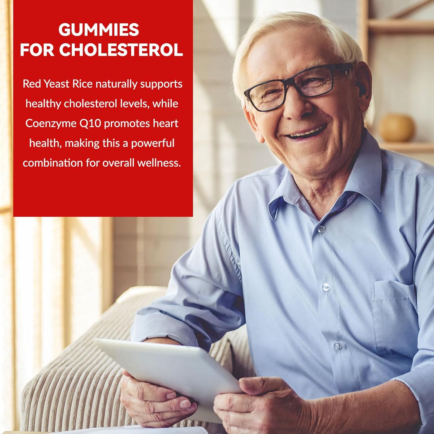 Sugar-Free Whoyun Red Yeast Rice Coq10 Gummies - Heart & Cholesterol Support, 60 Chewables