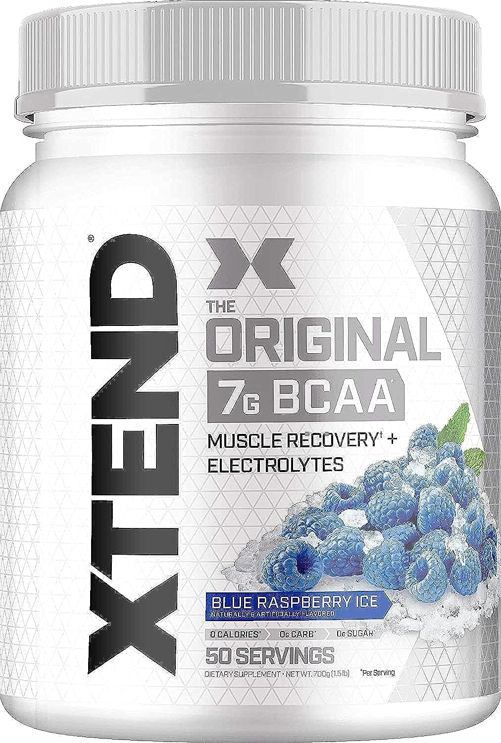 Sugar-Free XTEND Original BCAA Powder Blue Raspberry Ice - Post Workout Muscle Recovery Drink with 7g BCAAs - Men & Women - 50 Servings