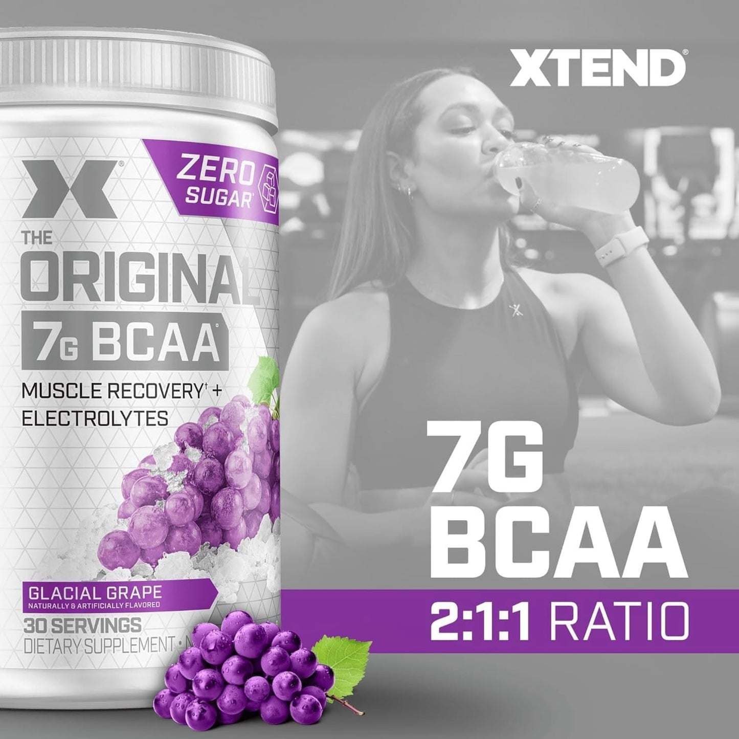 Sugar-Free Xtend Original BCAA Powder with 7g BCAA and 2.5g L-Glutamine - Post Workout Drink for Muscle Recovery, 30 Servings