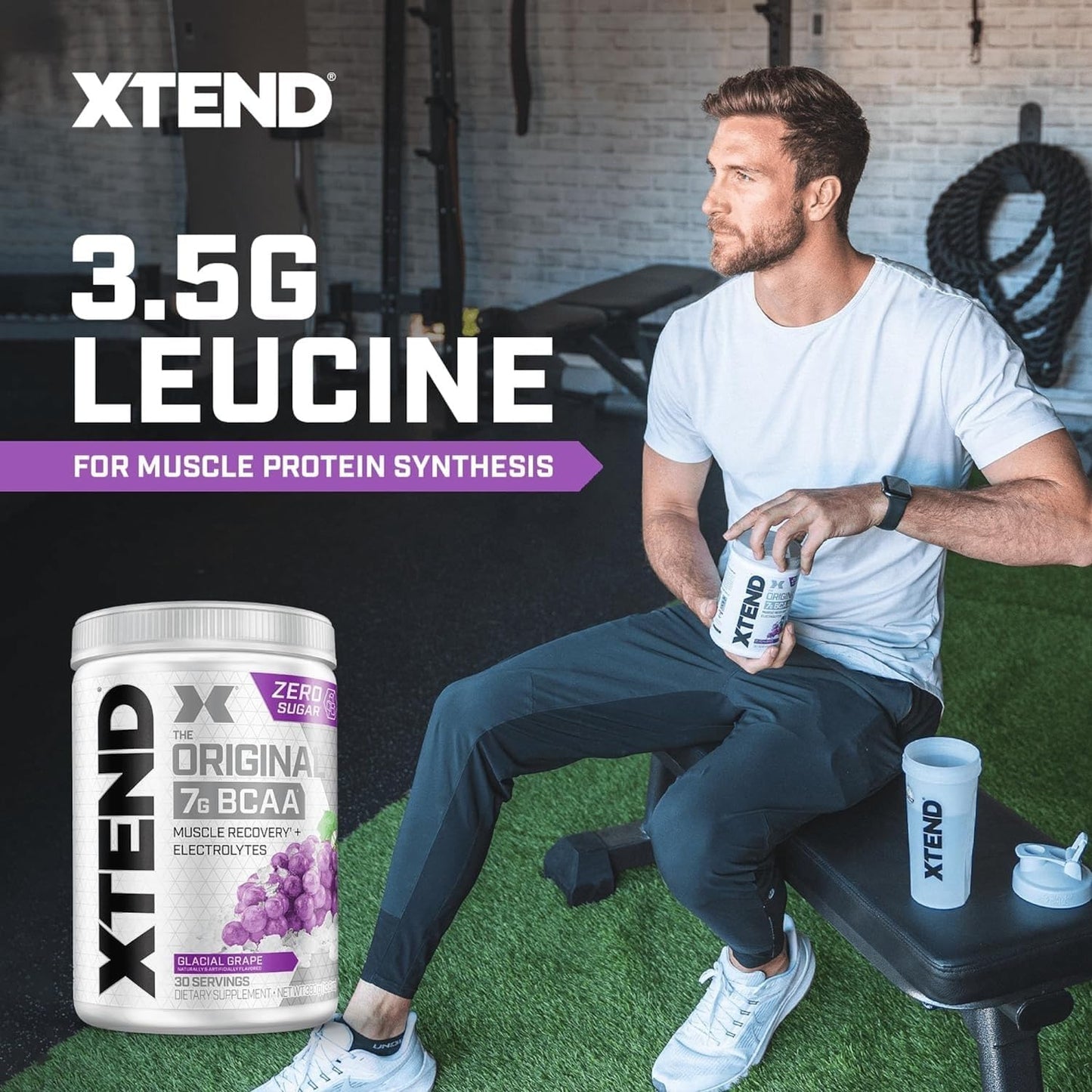 Sugar-Free Xtend Original BCAA Powder with 7g BCAA and 2.5g L-Glutamine - Post Workout Drink for Muscle Recovery, 30 Servings