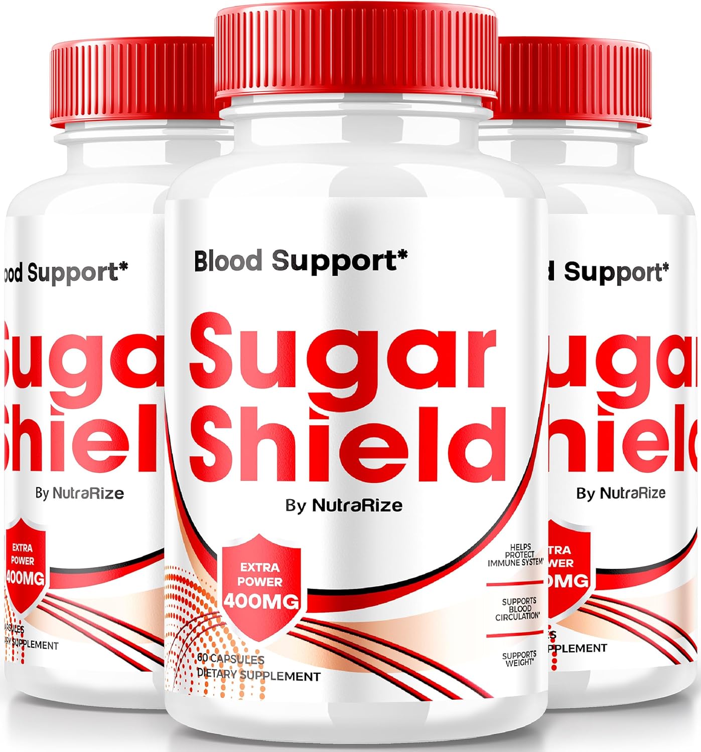 Sugar Shield Blood Support Pills - Pack of 3, Maximum Strength Formula with Natural Blood Blend Complex - 180 Capsules, Reviews Included