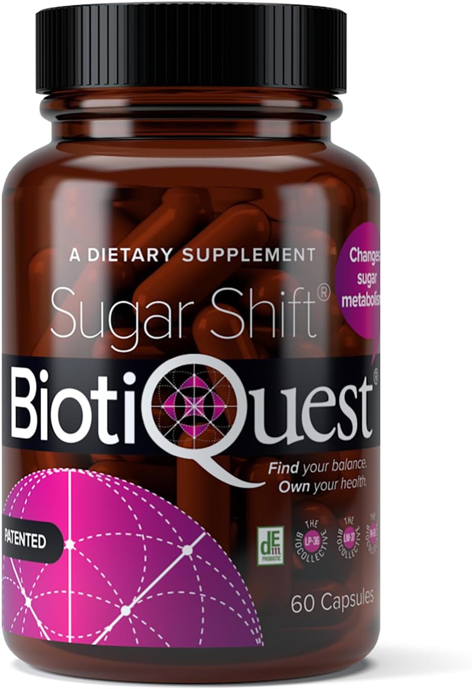 Sugar Shift Probiotics by BiotiQuest: 22 Billion CFU, Supports Sugar Metabolism and Reduces Inflammation, Non-GMO, Gluten-Free - 60 Capsules