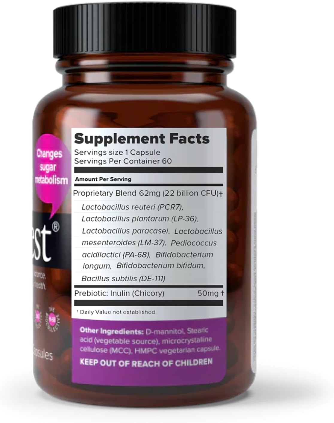 Sugar Shift Probiotics by BiotiQuest: 22 Billion CFU, Supports Sugar Metabolism and Reduces Inflammation, Non-GMO, Gluten-Free - 60 Capsules