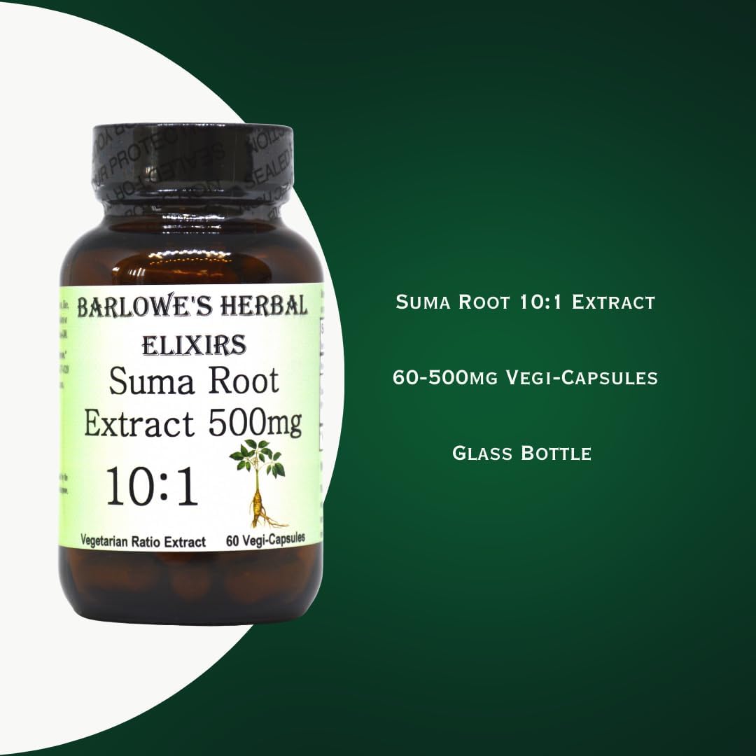Suma Root Extract Supplement 500mg 10:1 Concentrated Extract - 60 Vegan Capsules