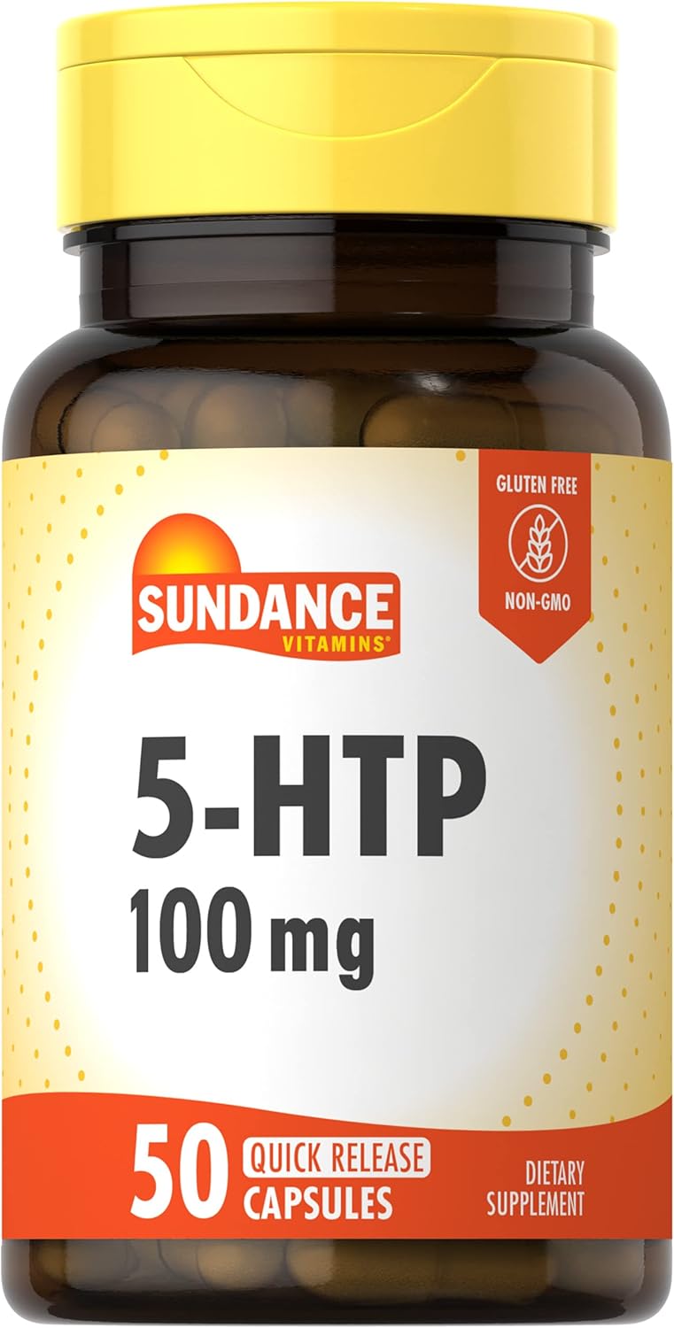 Sundance 5-HTP 100mg Capsules - Natural 5-Hydroxytryptophan Supplement - Non-GMO & Gluten-Free