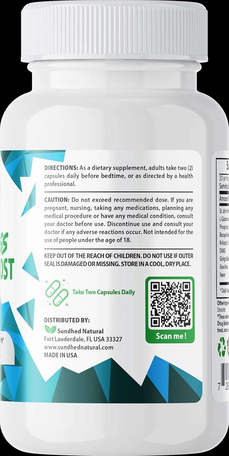 Sundhed Natural Brain Boost Capsules for Memory and Focus - Nootropic Formula with Ginkgo Biloba and St John Wort Extract - Enhance Mental Clarity and Performance