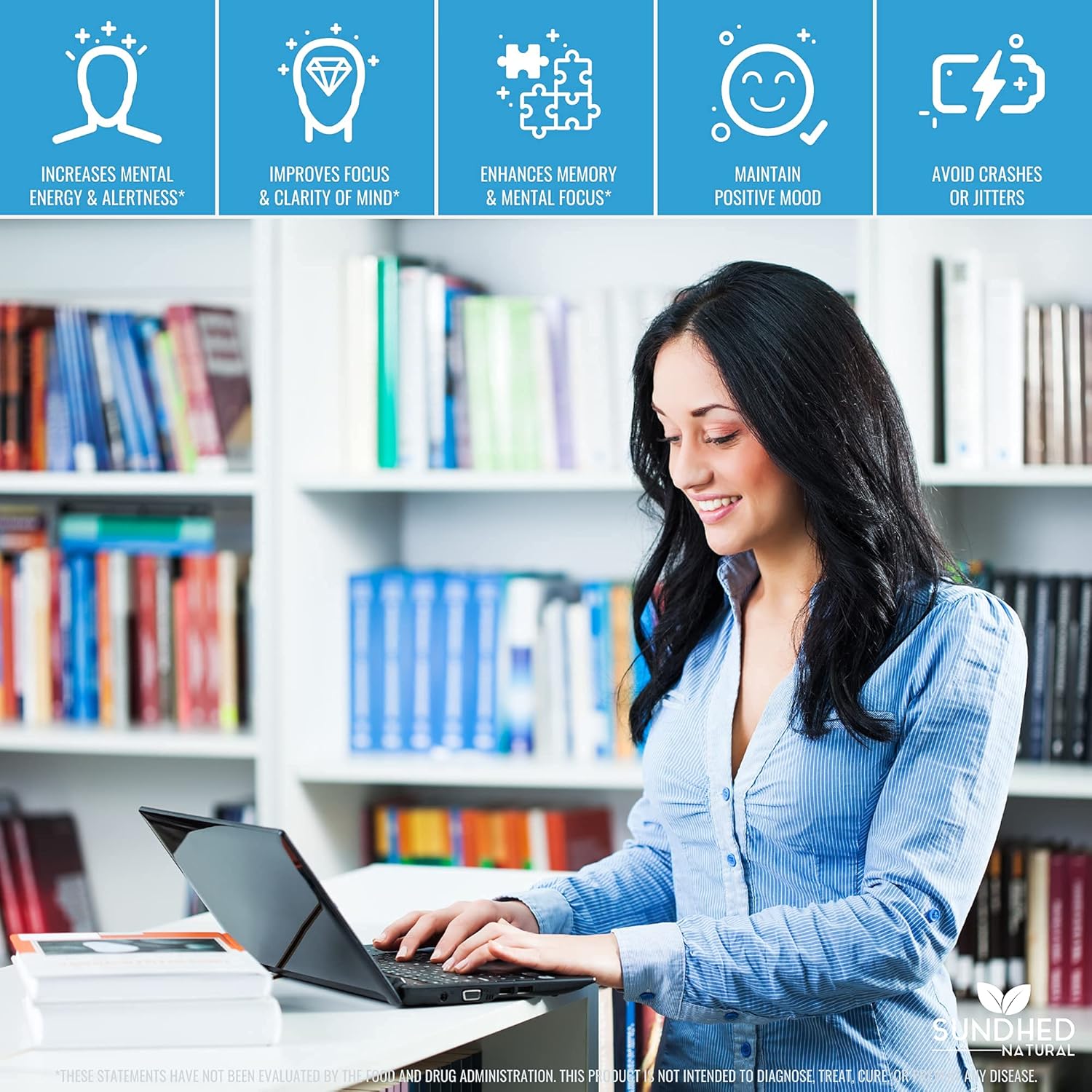 Sundhed Natural Brain Boost Capsules for Memory and Focus - Nootropic Formula with Ginkgo Biloba and St John Wort Extract - Enhance Mental Clarity and Performance