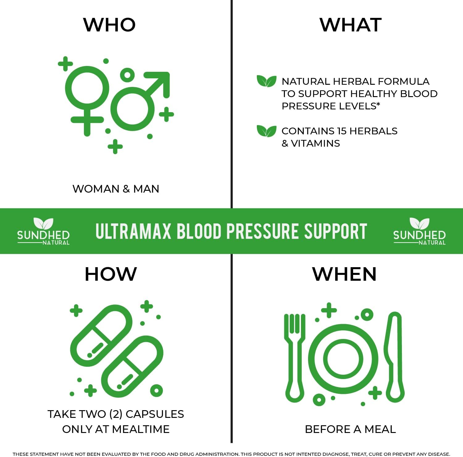 Sundhed Natural UltraMax Blood Pressure Support with Bioperine and Hawthorn Berry - 60 Capsules