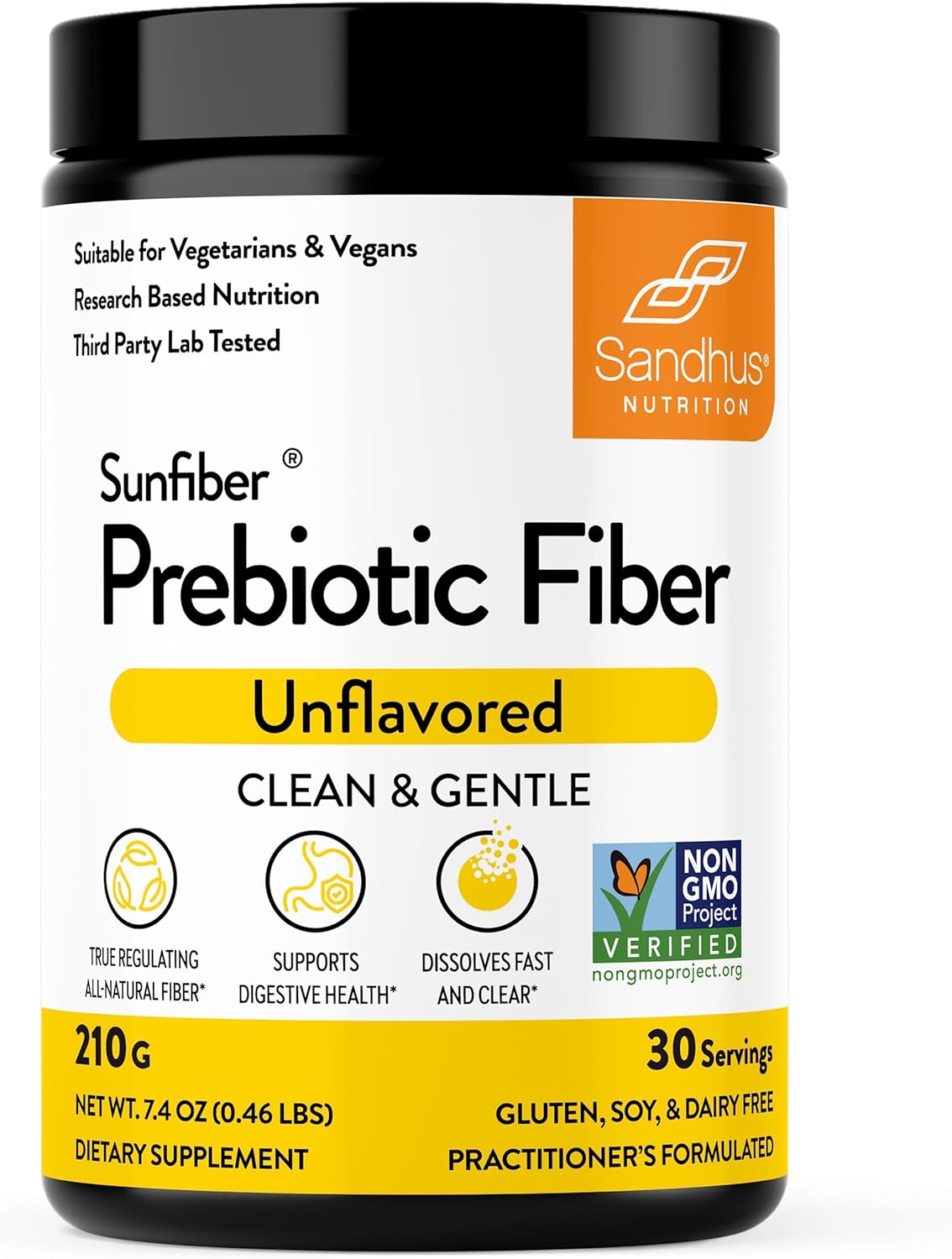 SunFiber® Prebiotic Fiber Supplement Powder - 30 Servings - Unflavored Low FODMAP Blend for Digestive Health - Gluten Free Gut Support for Men & Women
