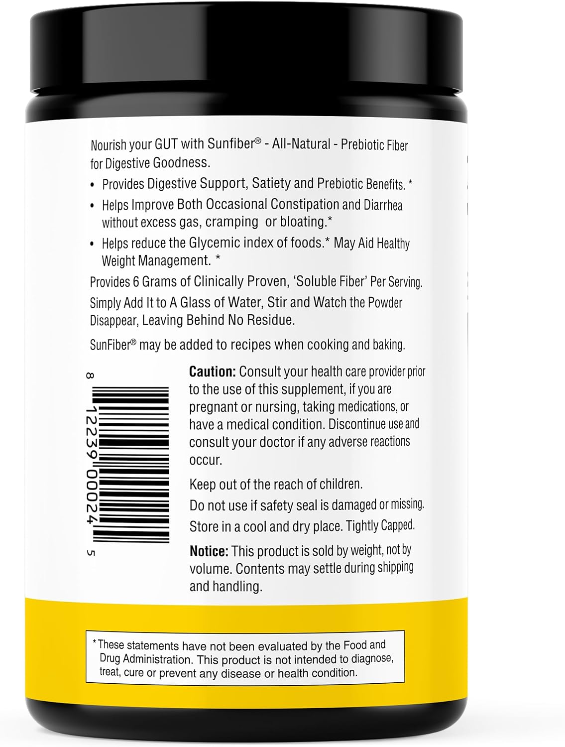 SunFiber® Prebiotic Fiber Supplement Powder - 30 Servings - Unflavored Low FODMAP Blend for Digestive Health - Gluten Free Gut Support for Men & Women