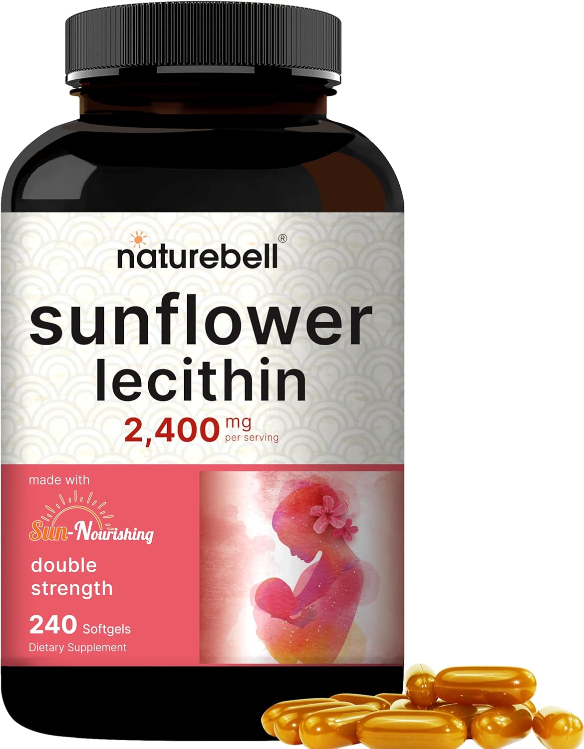 Sunflower Lecithin 240 Softgels 2,400mg - Non-GMO Seed Oil, High in Phosphatidyl Choline - Soy & Gluten Free