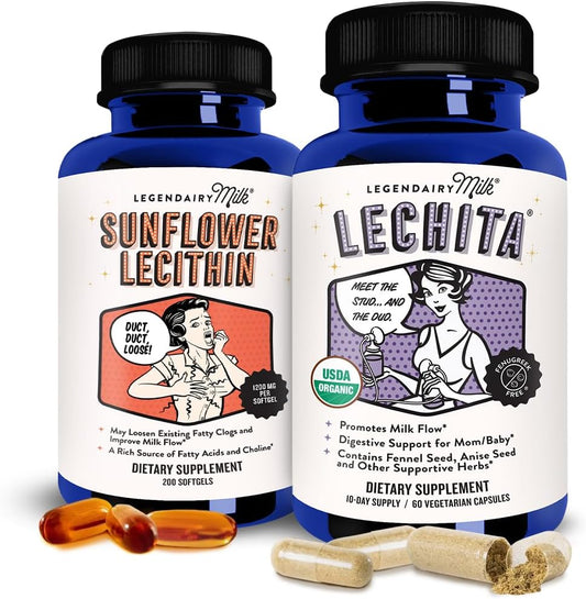 Sunflower Lecithin + Lechita Breastfeeding Supplements for Milk Supply Increase and Clogged Ducts, Lactation Support for Milk Flow and Production Boost