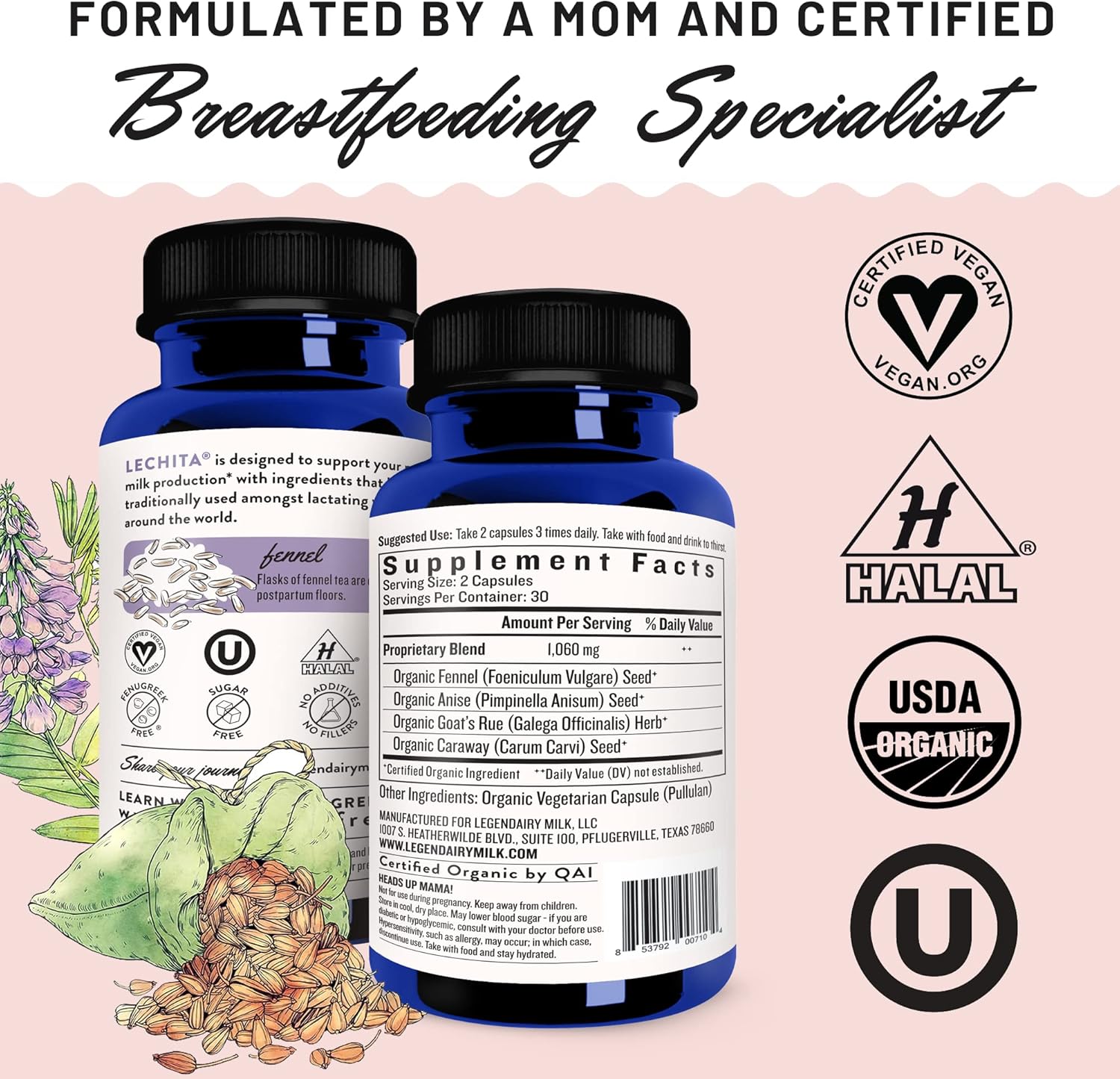 Sunflower Lecithin + Lechita Breastfeeding Supplements for Milk Supply Increase and Clogged Ducts, Lactation Support for Milk Flow and Production Boost