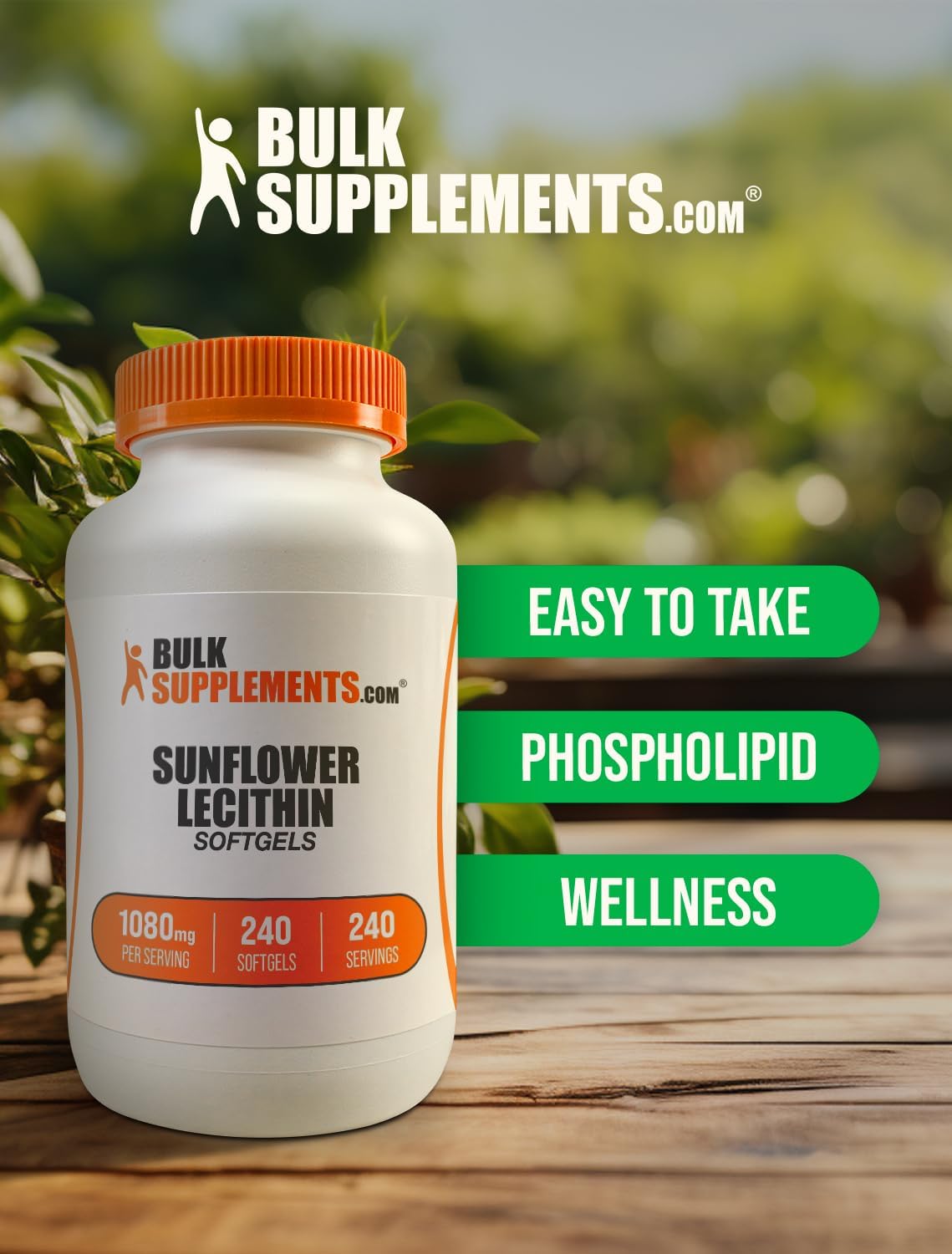Sunflower Lecithin Softgels 1080mg - Gluten-Free Vitality Support, 240 Count