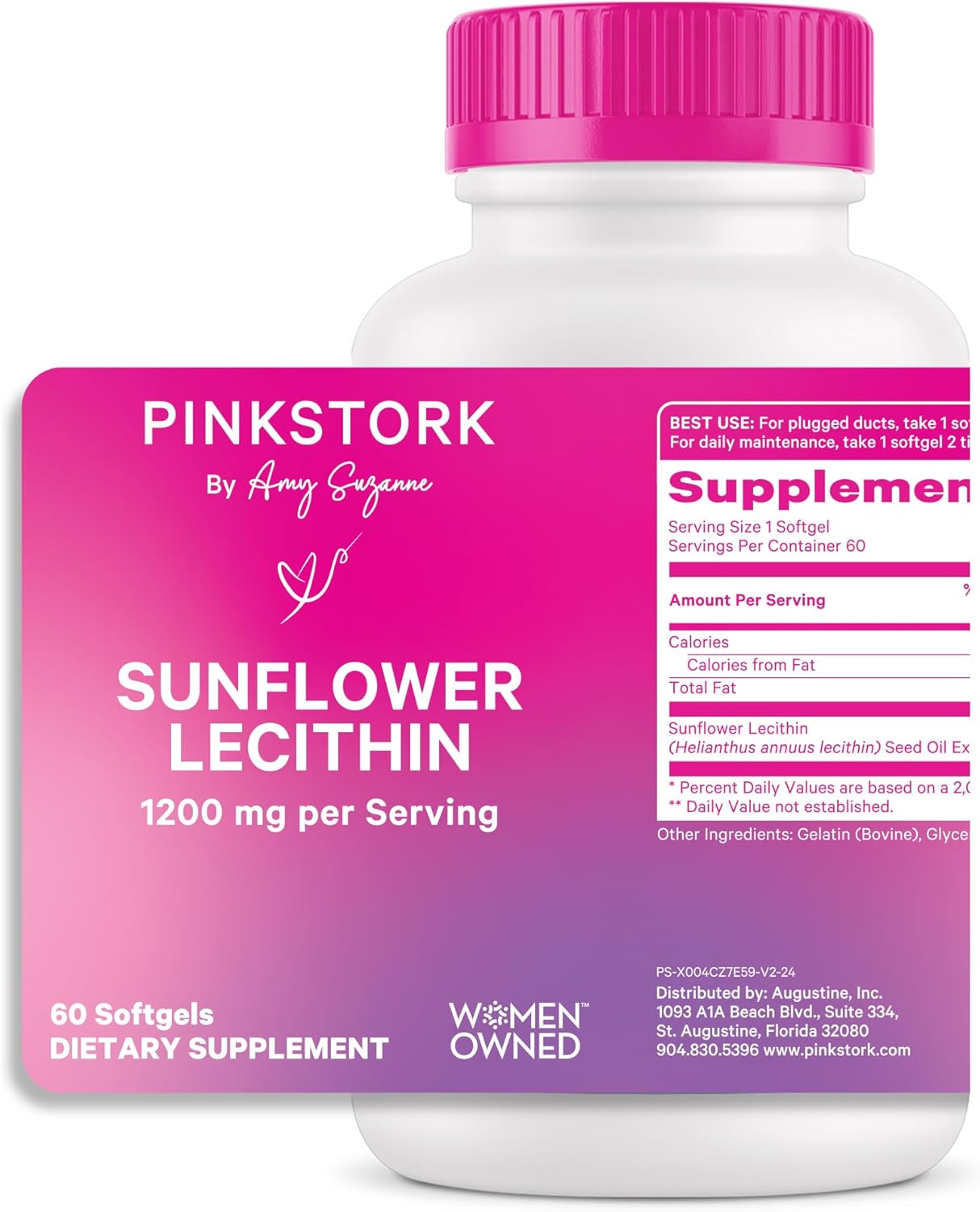Sunflower Lecithin Supplement for Clogged Milk Ducts - Breastfeeding Support for Postpartum Moms - 1200mg Softgels - 60 Count